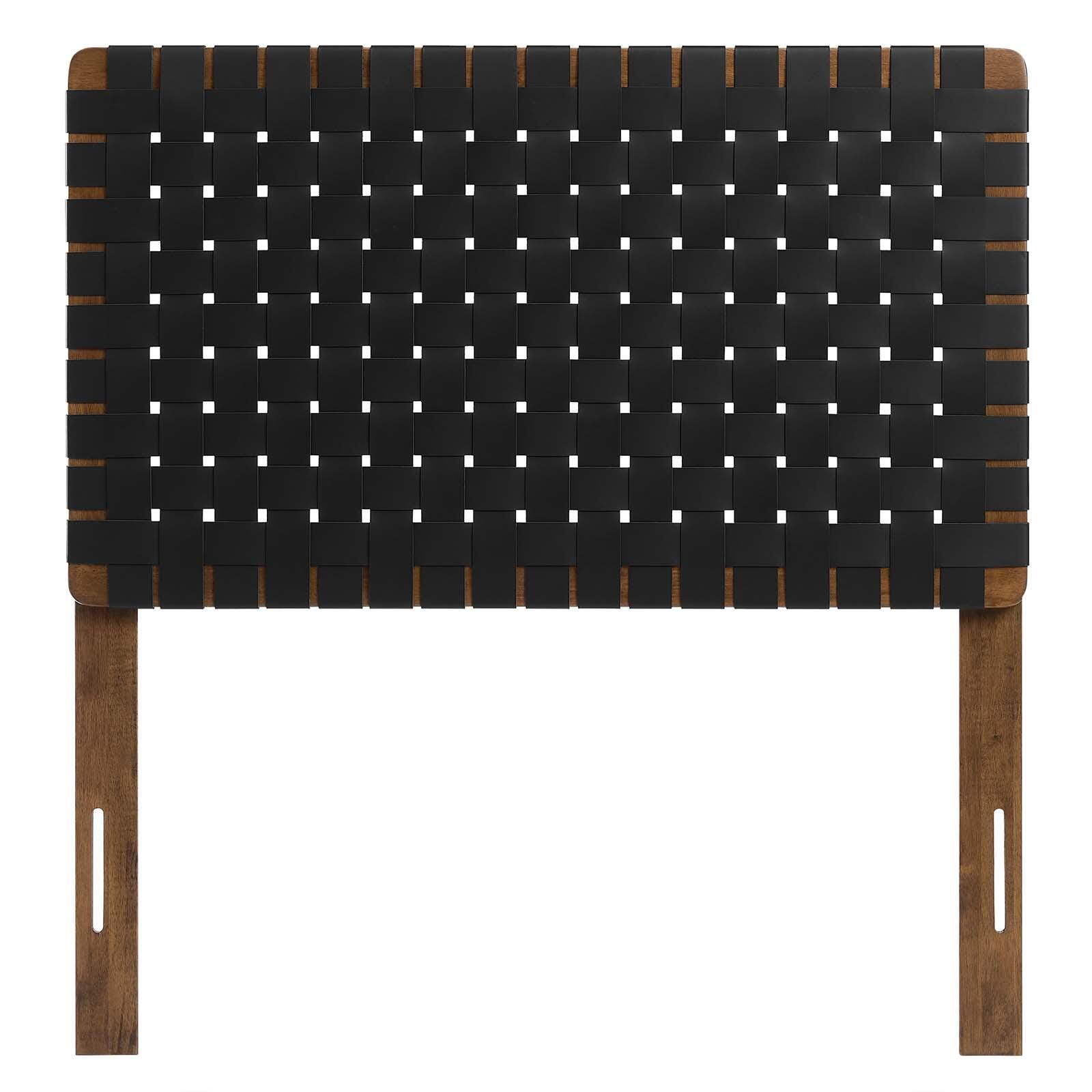 Sparta Weave Twin Vegan Leather Headboard, Walnut/Black, large