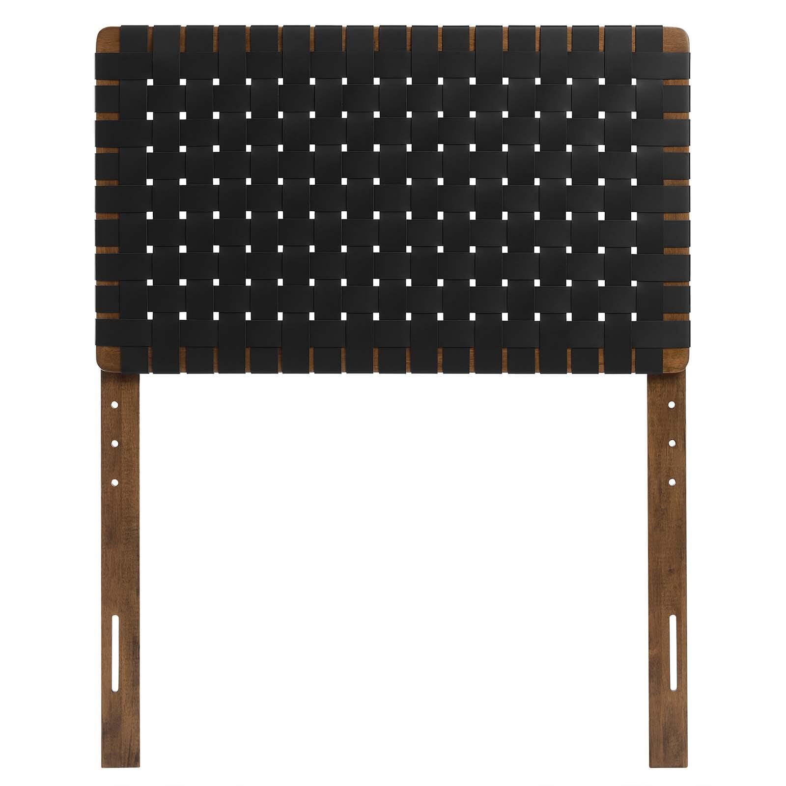 Sparta Weave Twin Vegan Leather Headboard, Walnut/Black, large