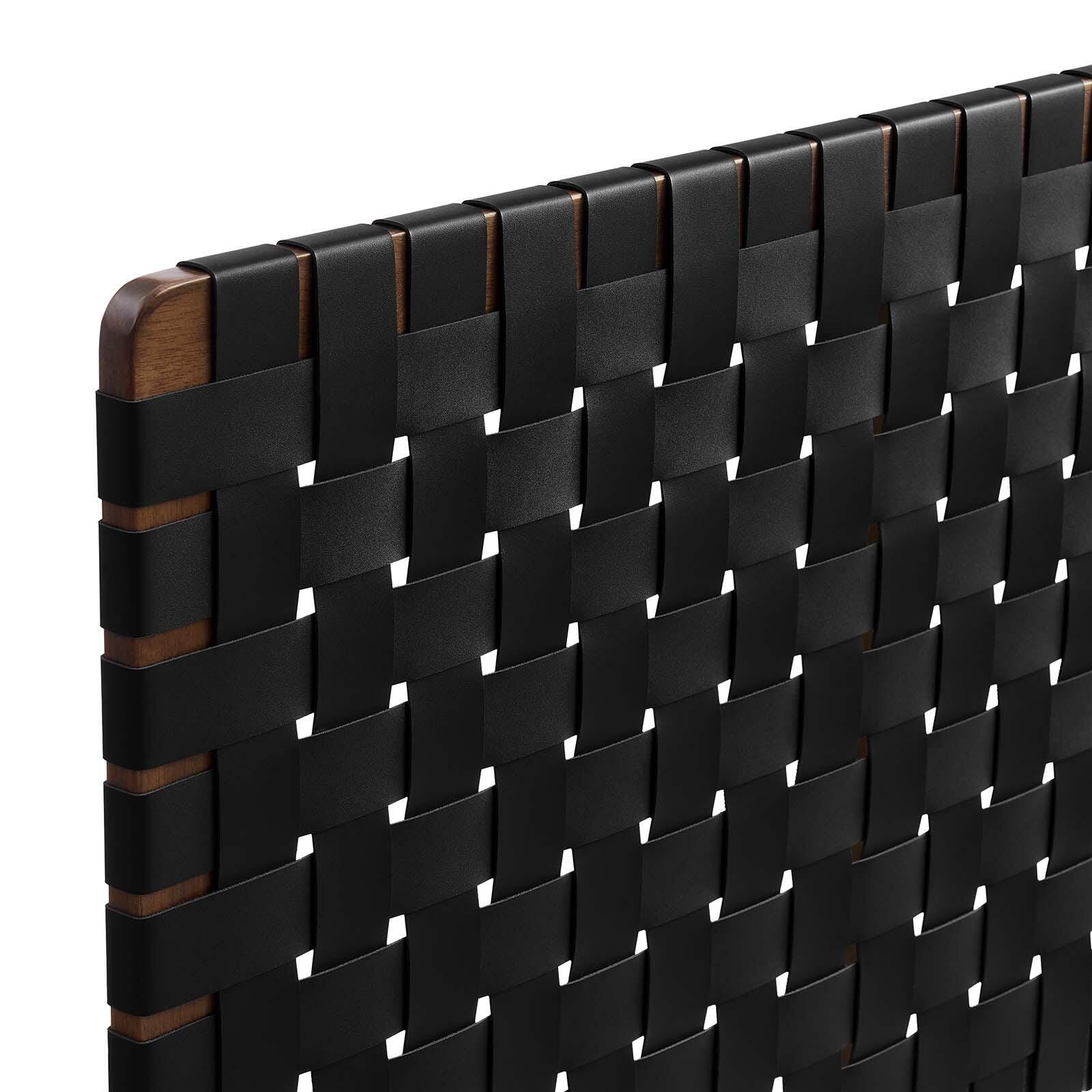Sparta Weave Twin Vegan Leather Headboard, Walnut/Black, large