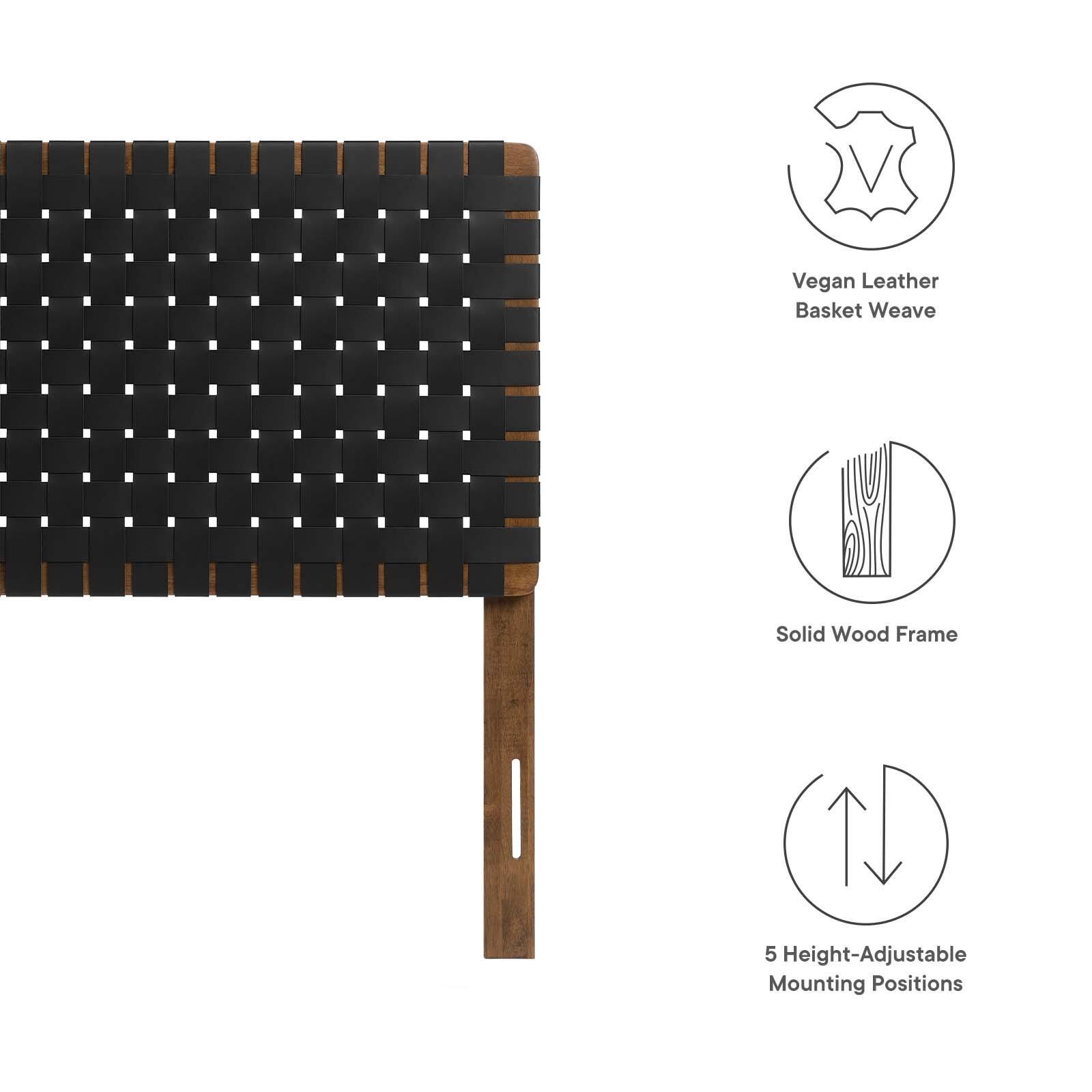 Sparta Weave Twin Vegan Leather Headboard, Walnut/Black, large