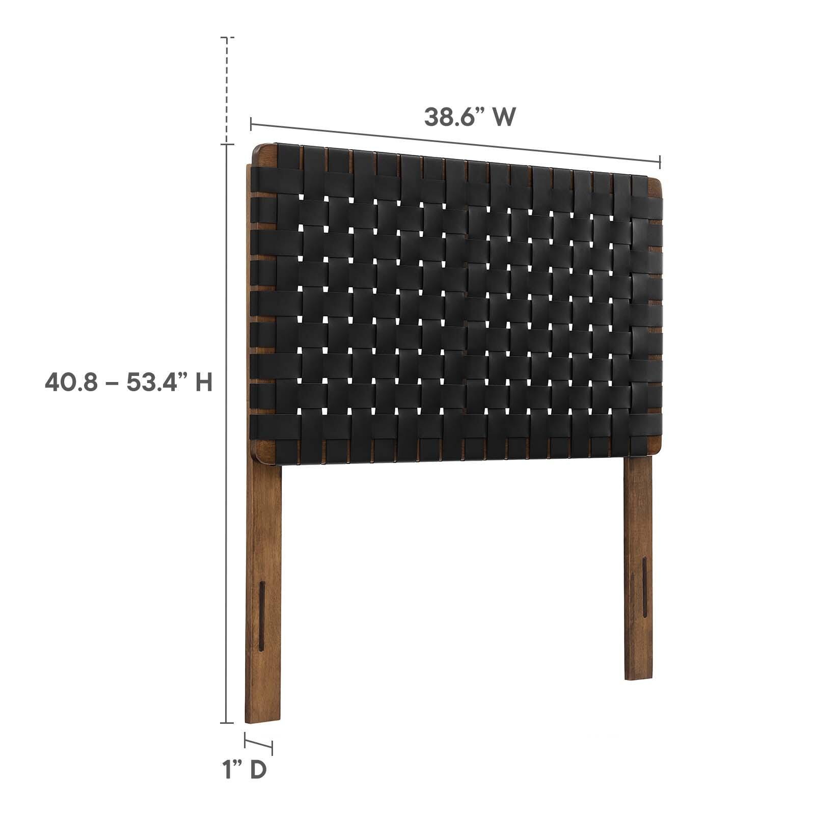 Sparta Weave Twin Vegan Leather Headboard, Walnut/Black, large