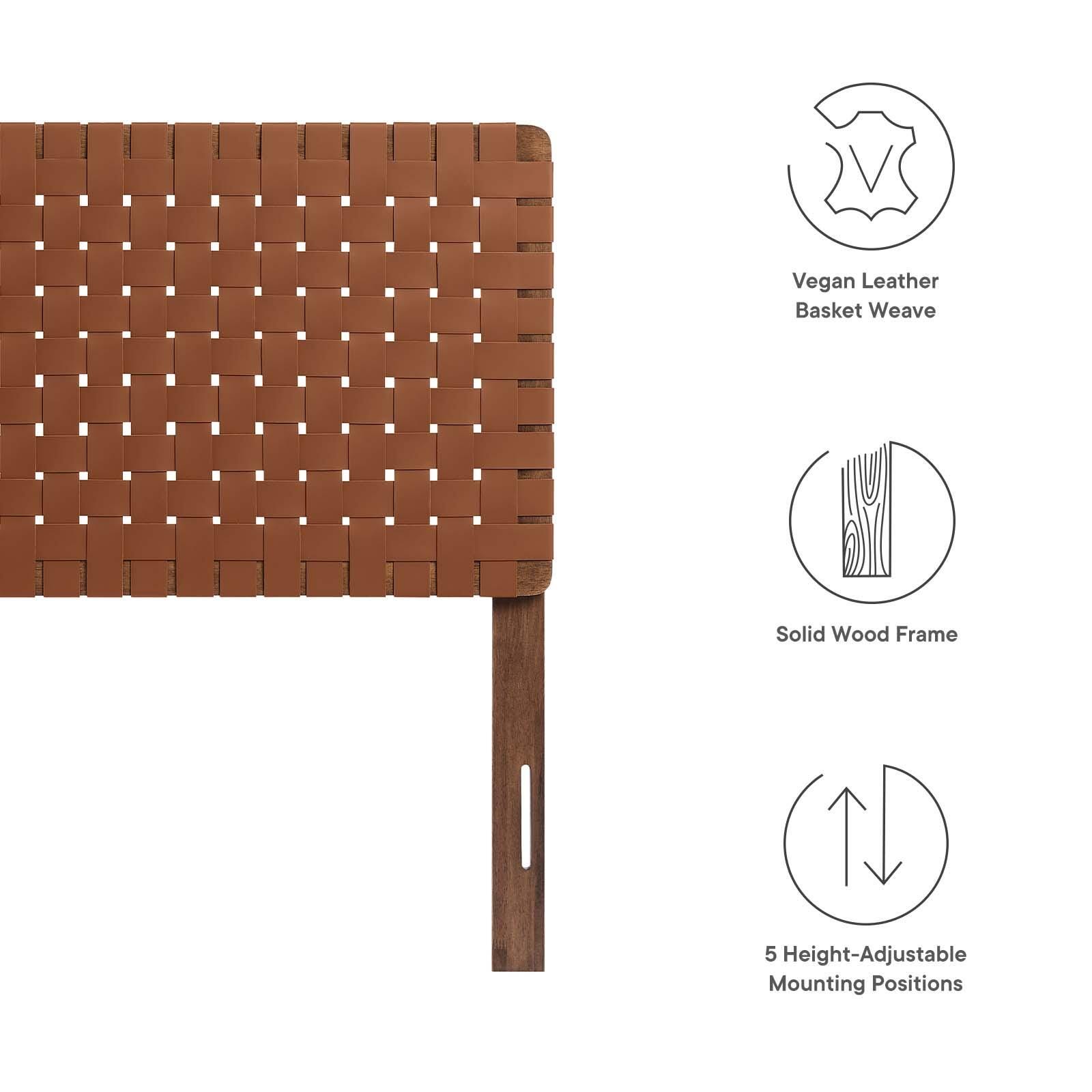 Sparta Weave Twin Vegan Leather Headboard, Walnut/Brown, large