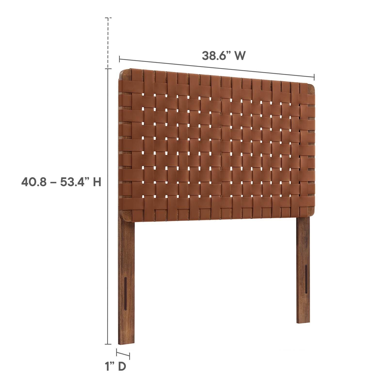 Sparta Weave Twin Vegan Leather Headboard, Walnut/Brown, large