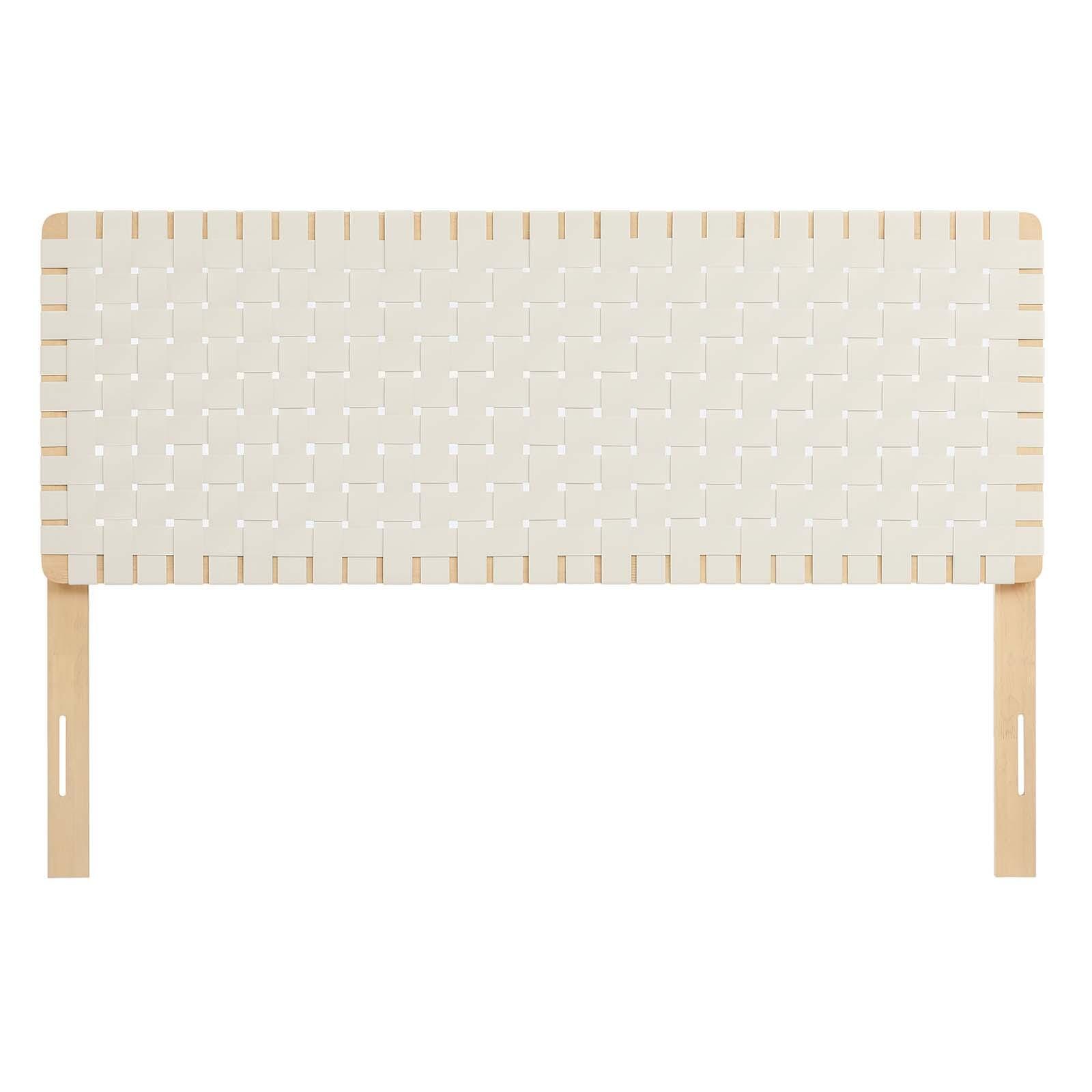 Sparta Weave Queen Vegan Leather Headboard, Natural/Beige, large