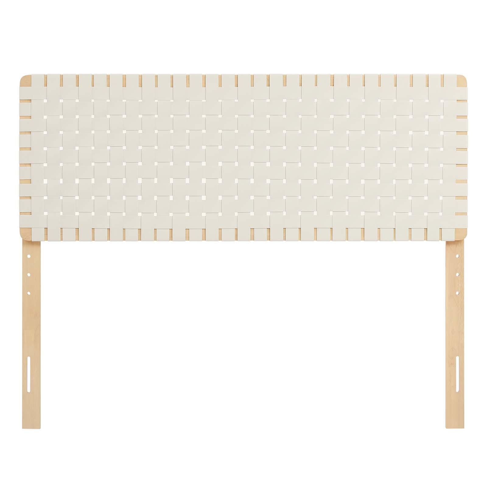 Sparta Weave Queen Vegan Leather Headboard, Natural/Beige, large