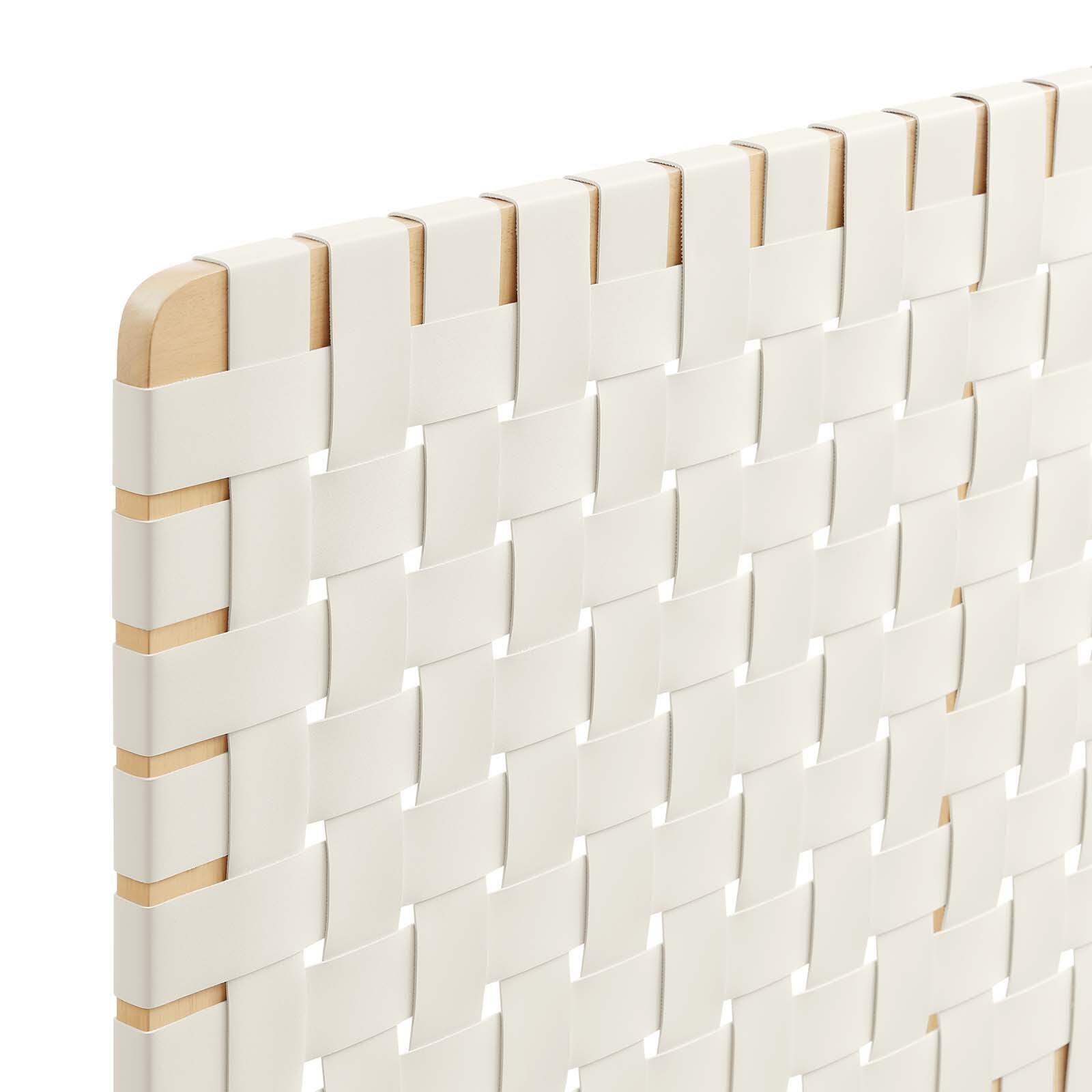 Sparta Weave Queen Vegan Leather Headboard, Natural/Beige, large
