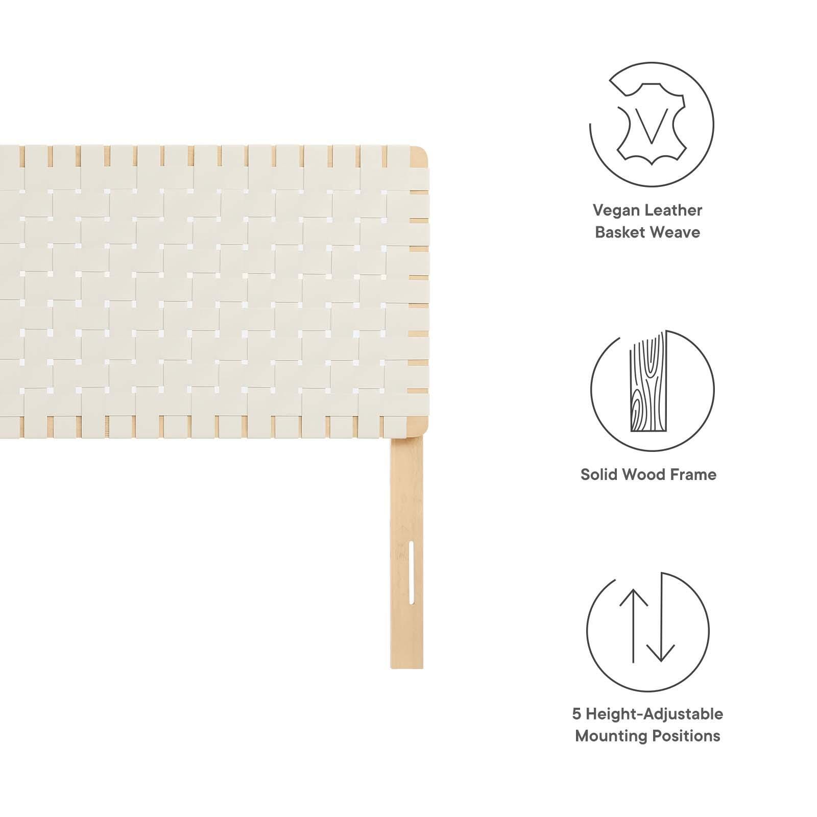 Sparta Weave Queen Vegan Leather Headboard, Natural/Beige, large