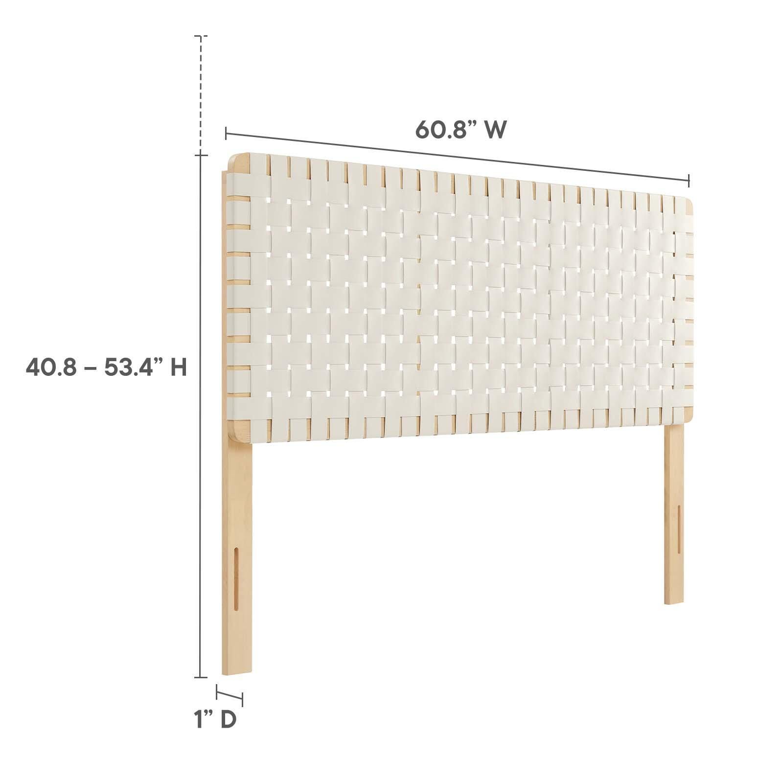 Sparta Weave Queen Vegan Leather Headboard, Natural/Beige, large