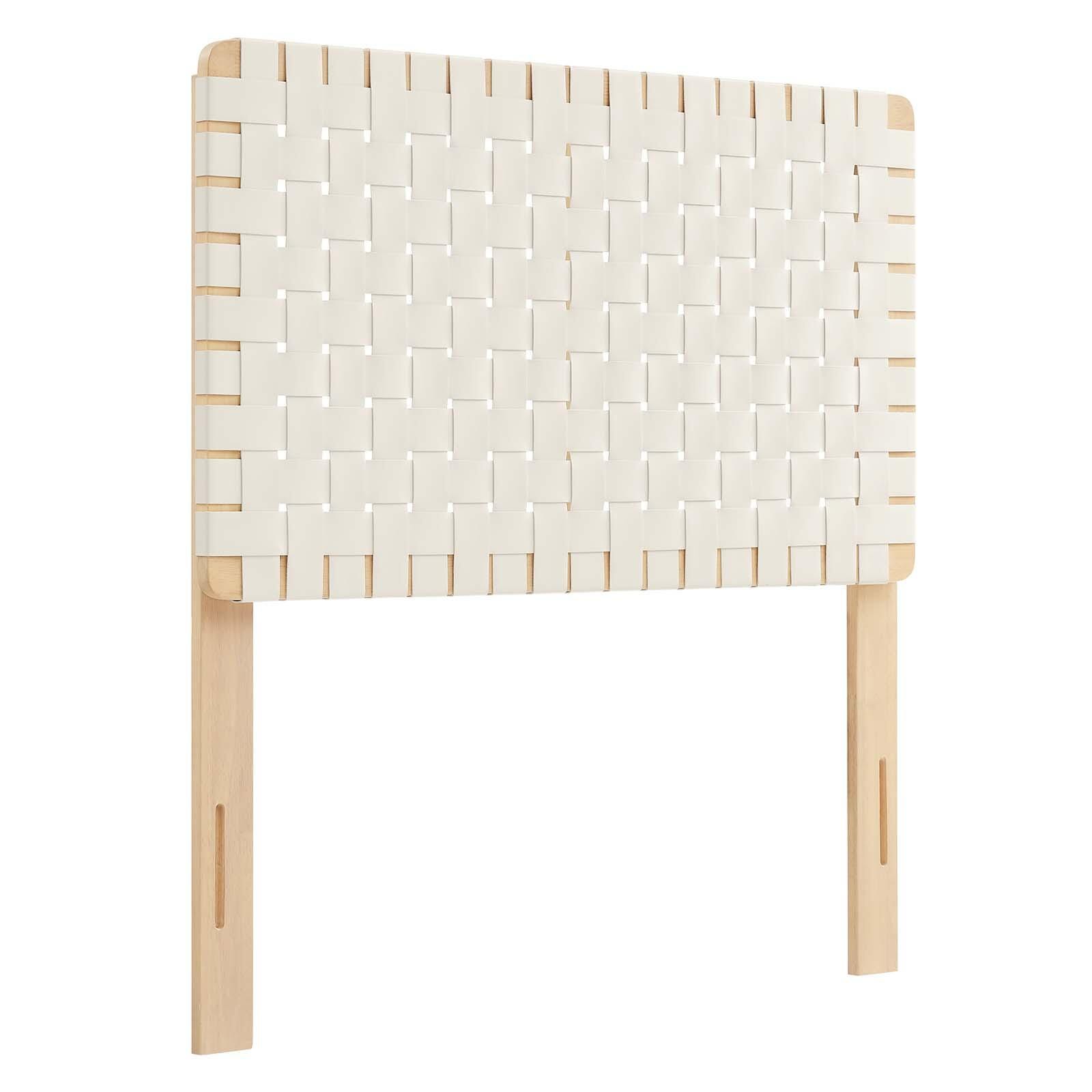 Sparta Weave Twin Vegan Leather Headboard, Natural/Beige, large