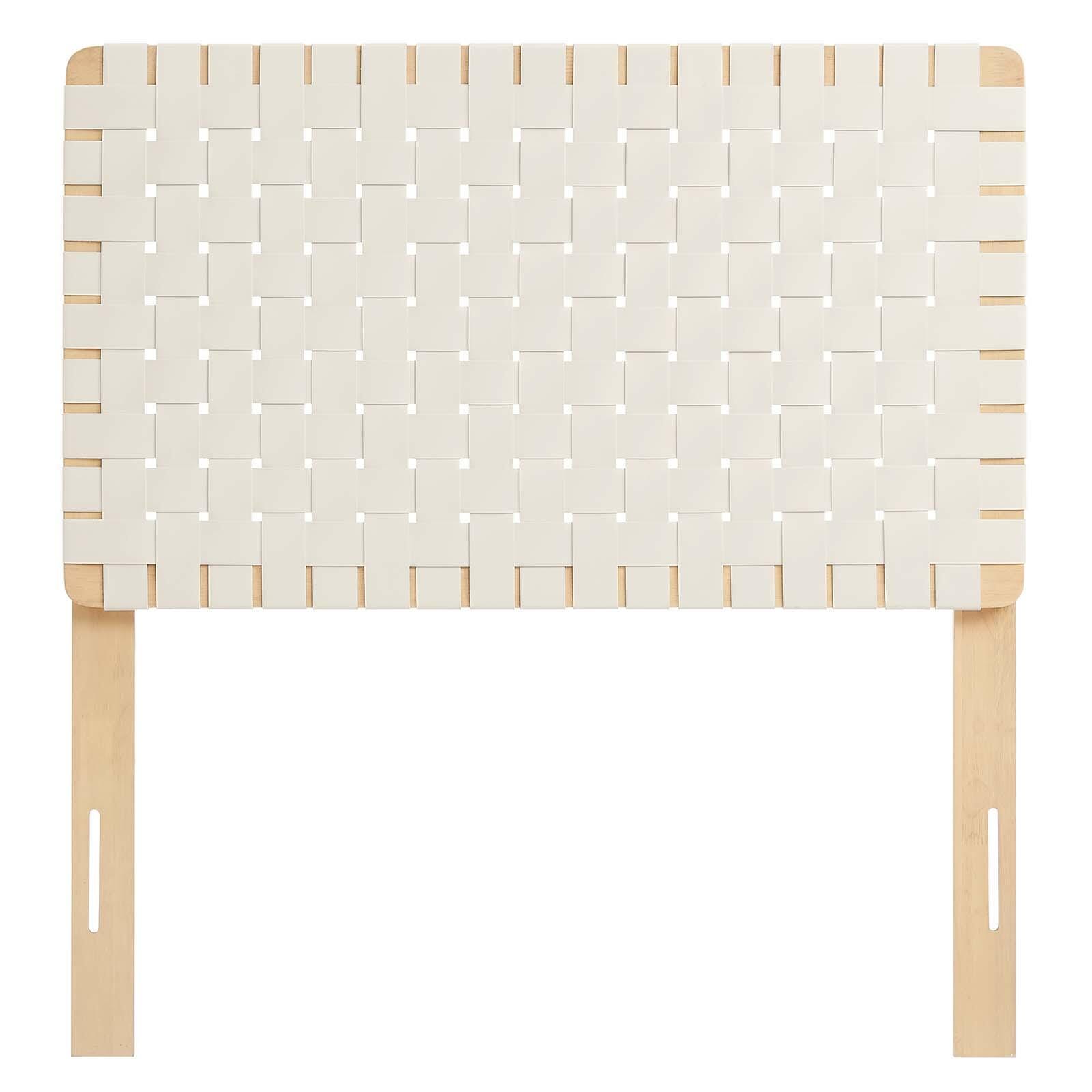 Sparta Weave Twin Vegan Leather Headboard, Natural/Beige, large