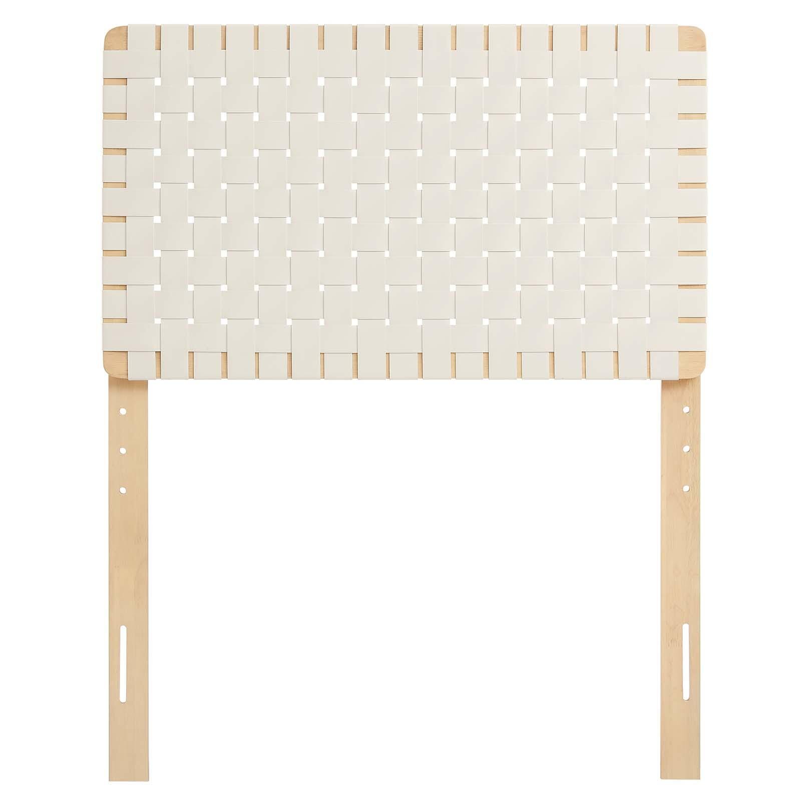 Sparta Weave Twin Vegan Leather Headboard, Natural/Beige, large