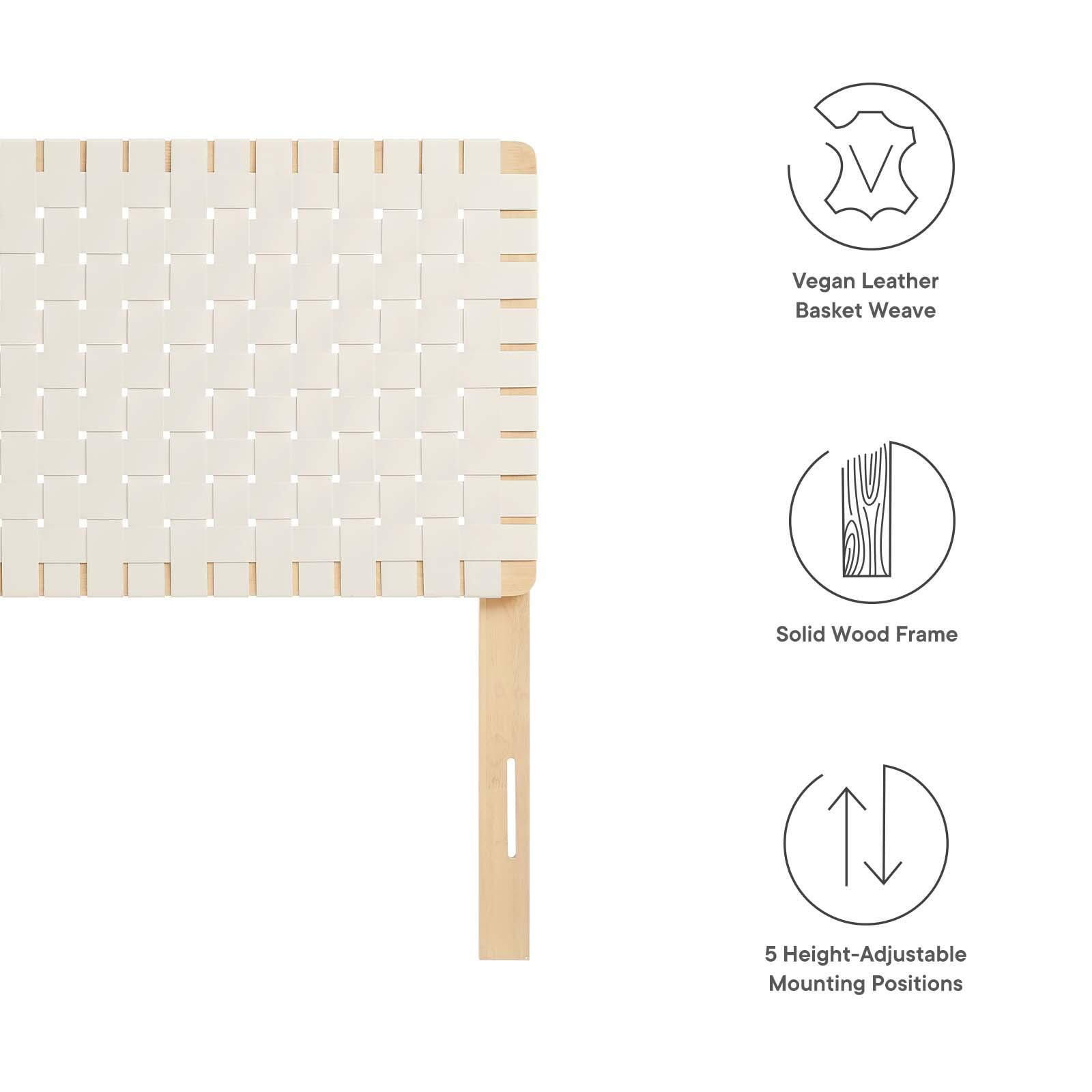 Sparta Weave Twin Vegan Leather Headboard, Natural/Beige, large