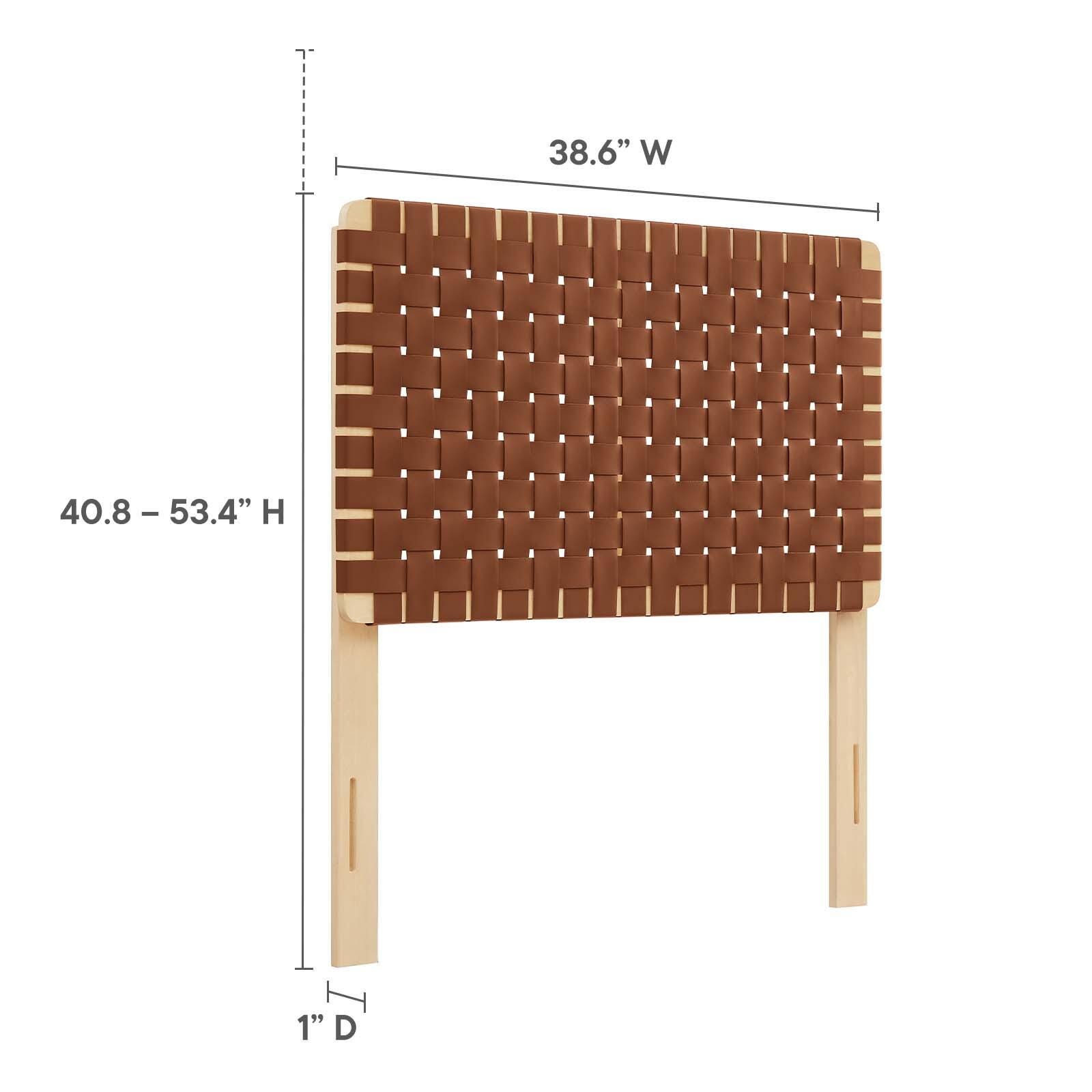 Sparta Weave Twin Vegan Leather Headboard, Natural/Brown, large