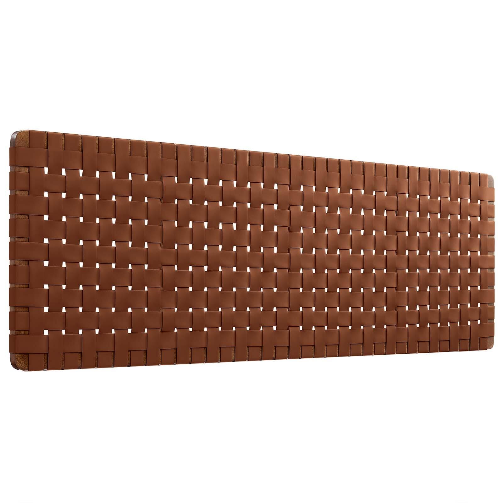 Sparta Weave Wall-Mount King Vegan Leather Headboard, Walnut/Brown, large