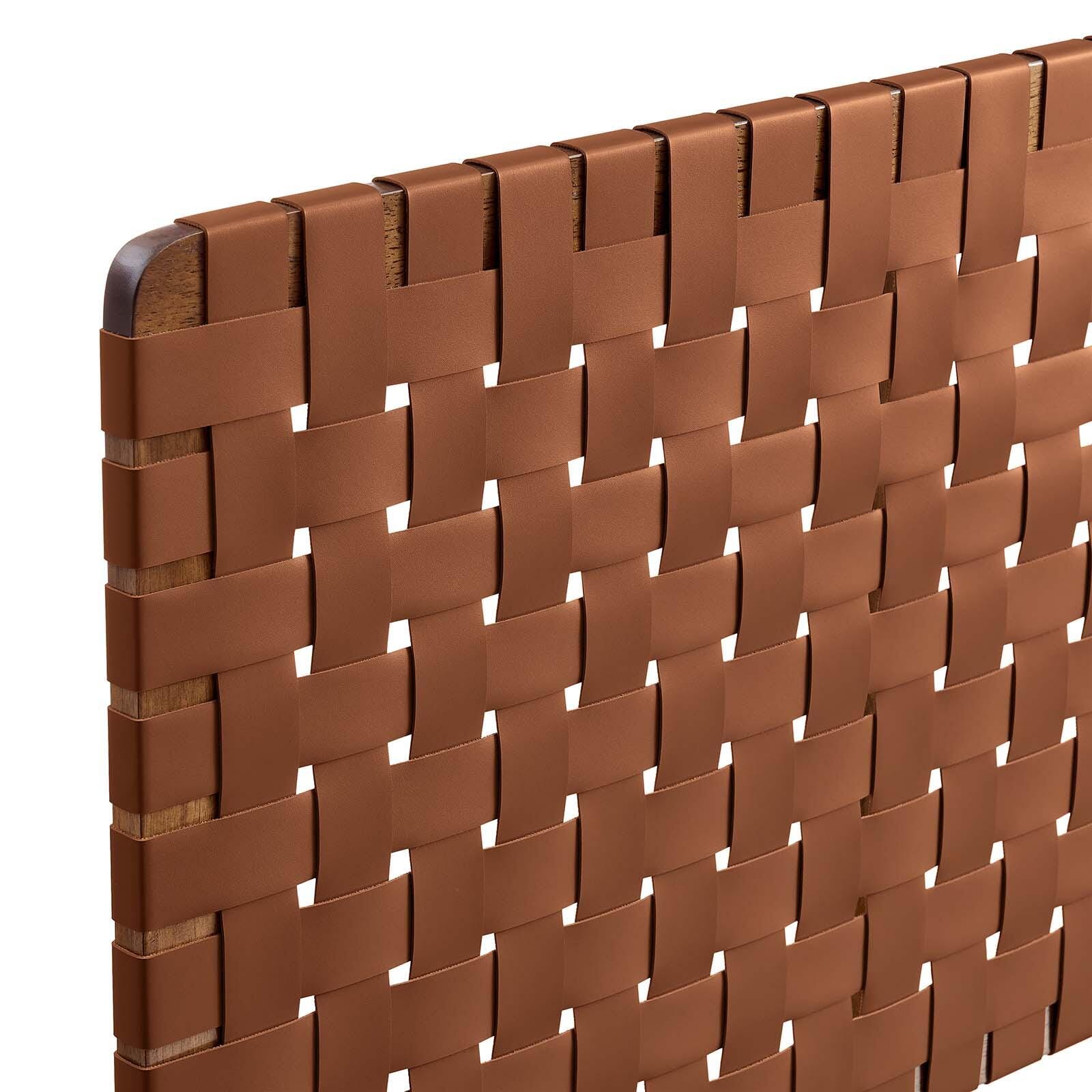 Sparta Weave Wall-Mount King Vegan Leather Headboard, Walnut/Brown, large