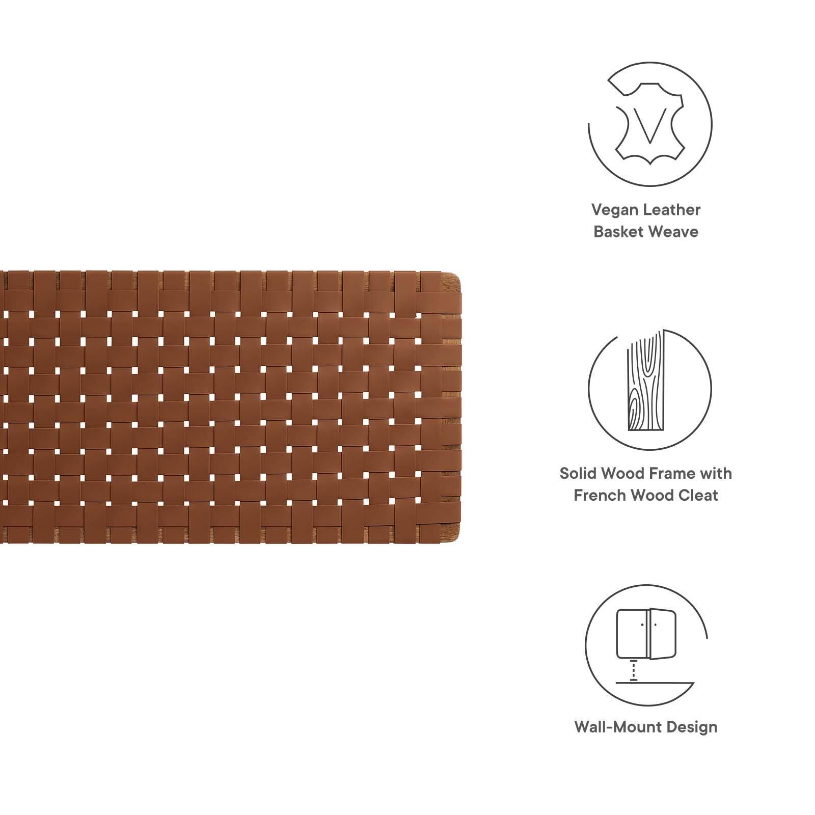 Sparta Weave Wall-Mount King Vegan Leather Headboard, Walnut/Brown, large
