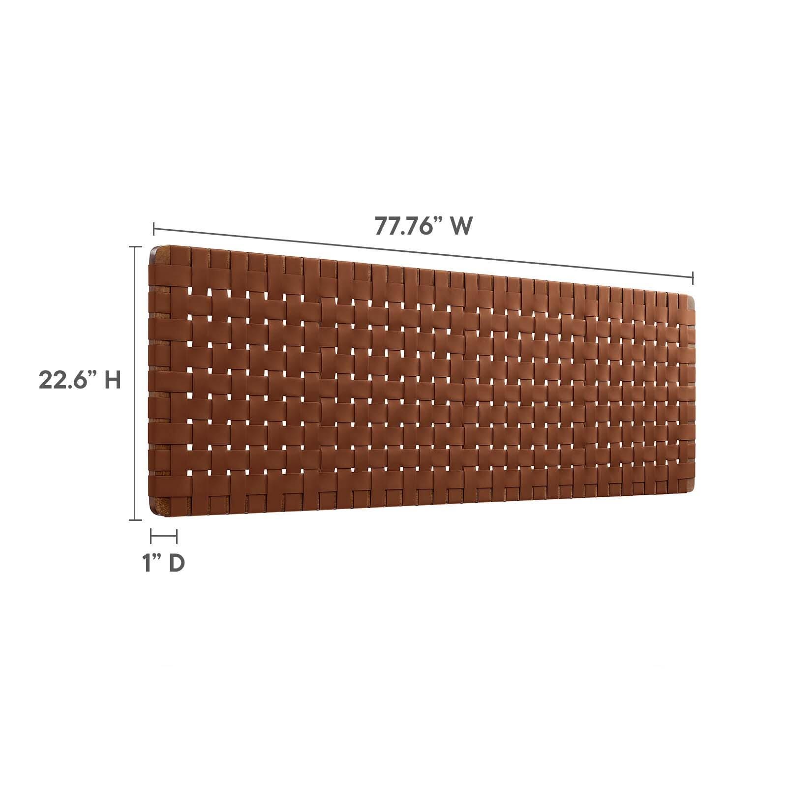 Sparta Weave Wall-Mount King Vegan Leather Headboard, Walnut/Brown, large