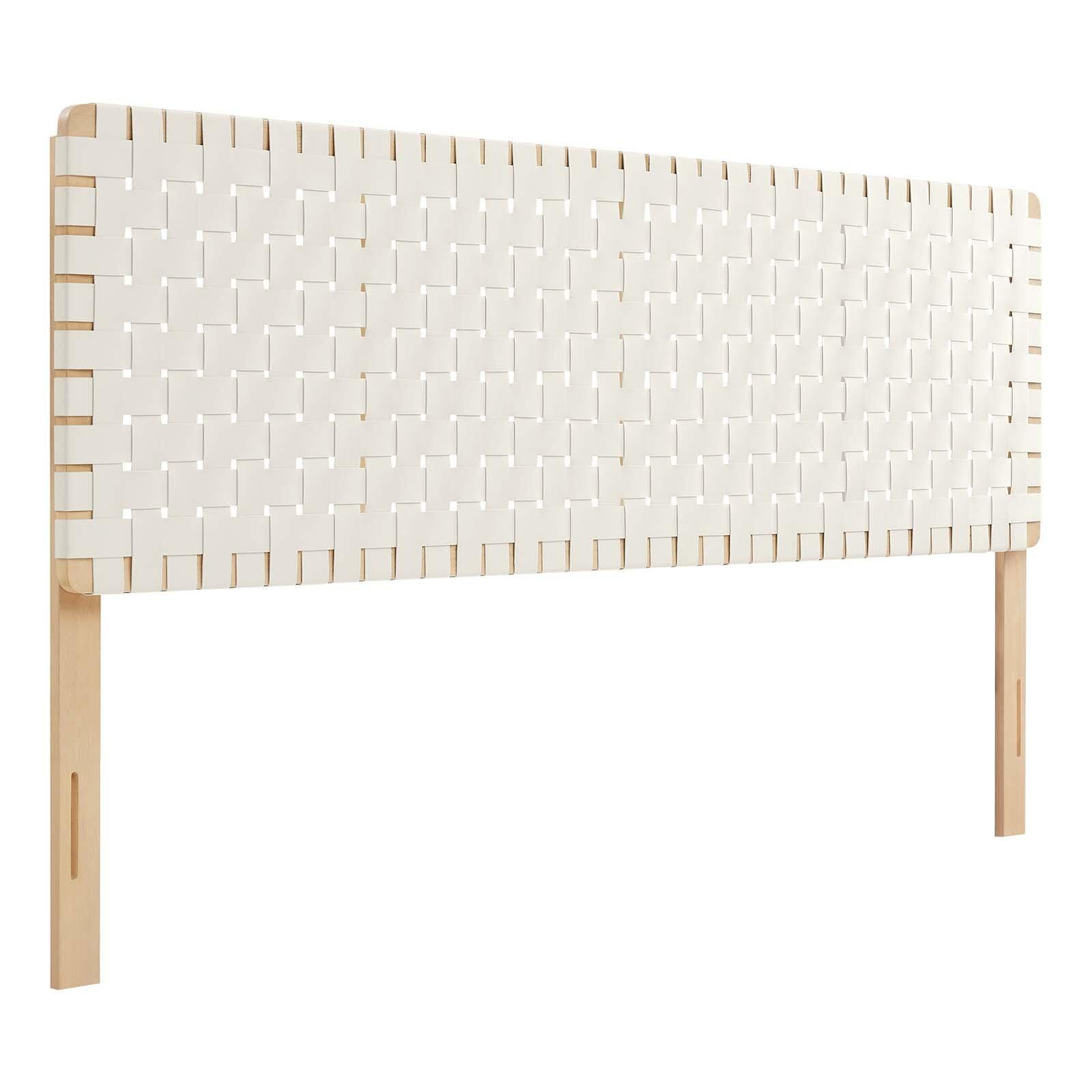 Sparta Weave King Vegan Leather Headboard, Natural/Beige, large
