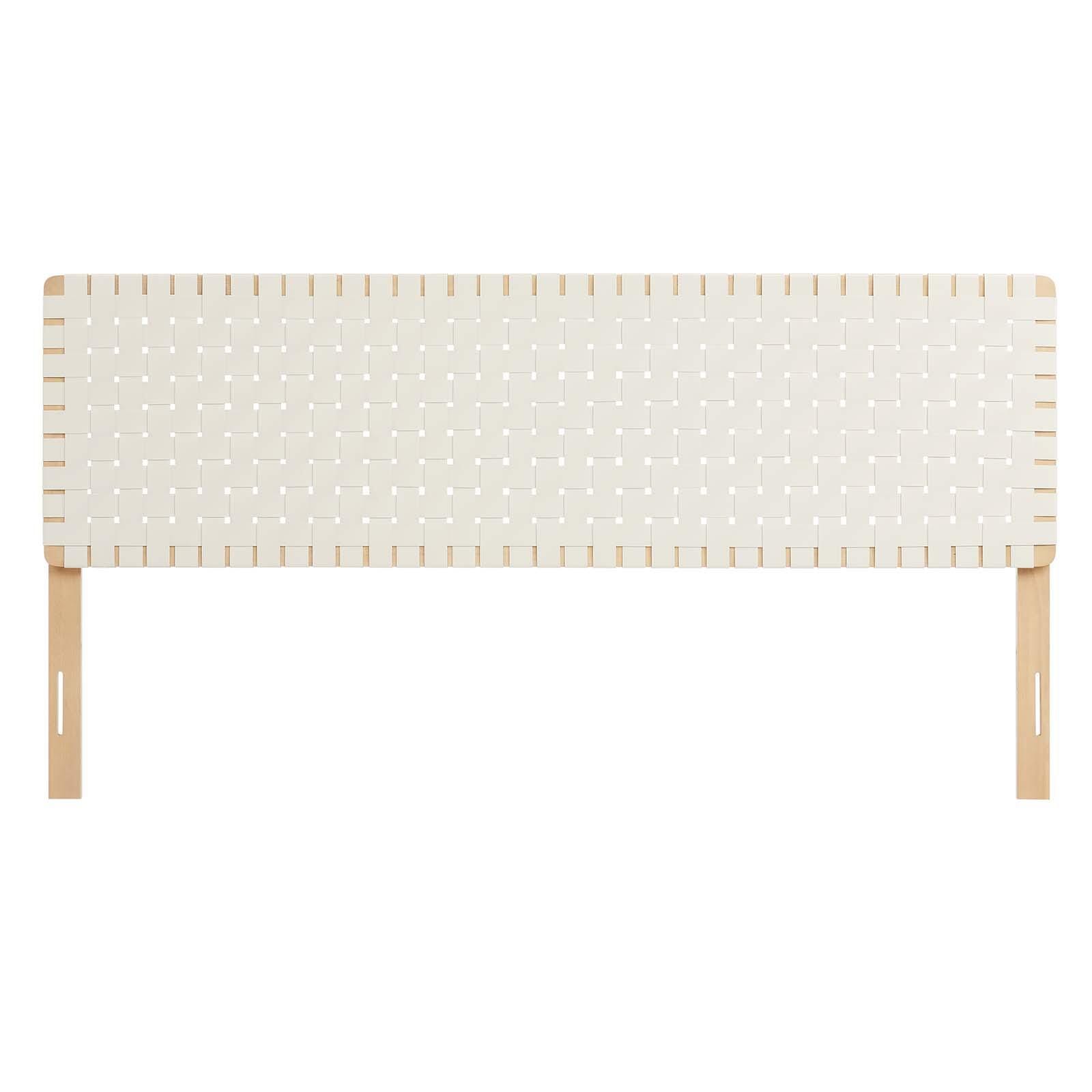 Sparta Weave King Vegan Leather Headboard, Natural/Beige, large