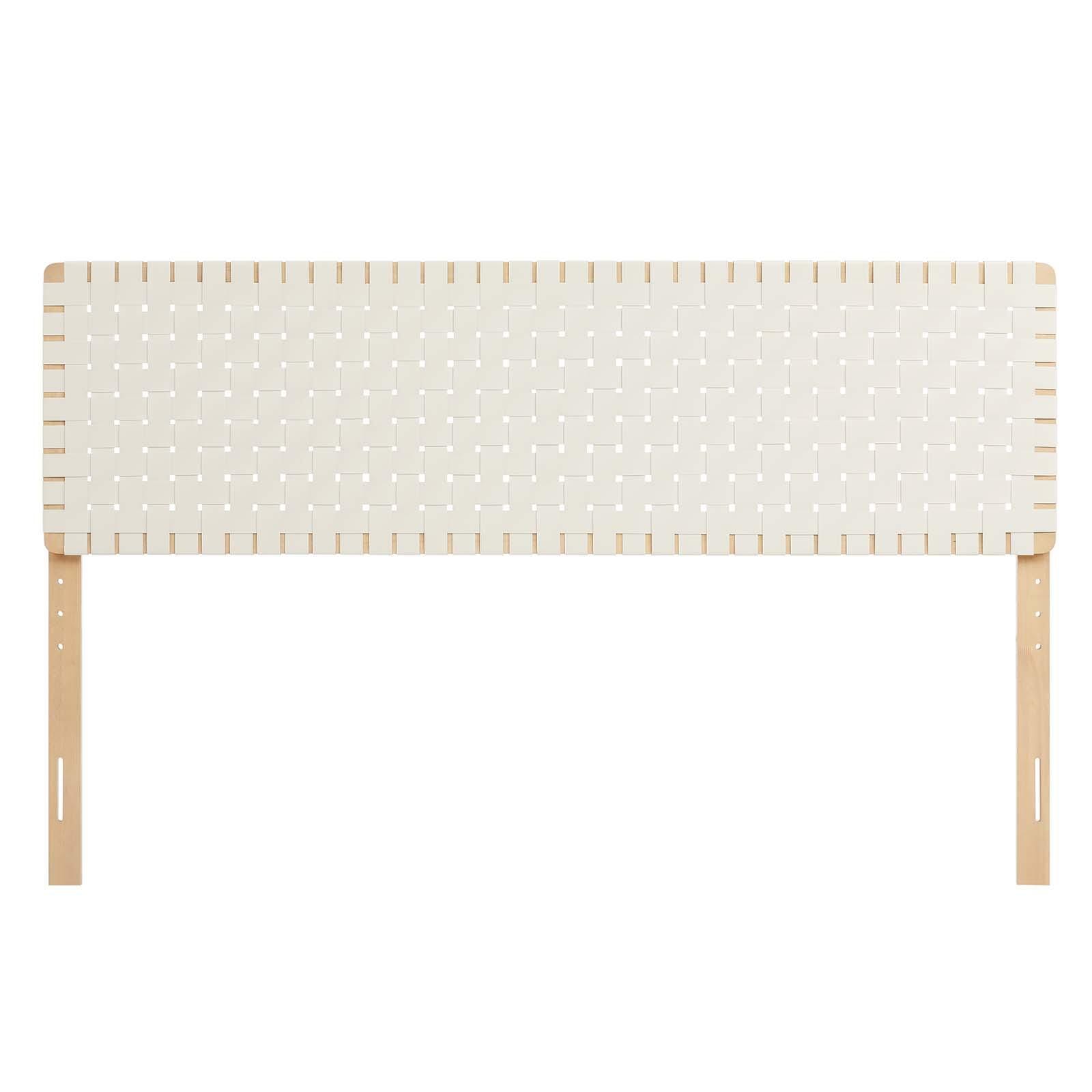 Sparta Weave King Vegan Leather Headboard, Natural/Beige, large