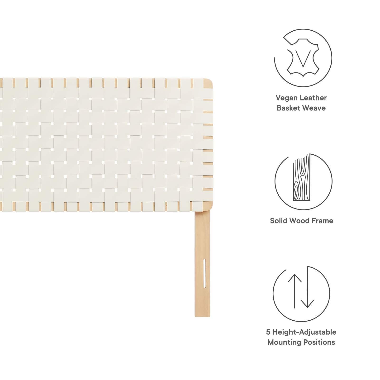 Sparta Weave King Vegan Leather Headboard, Natural/Beige, large