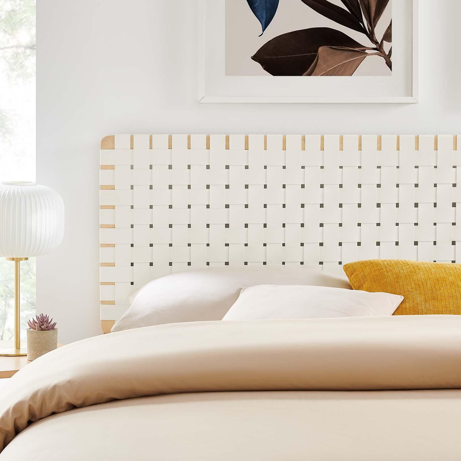 Sparta Weave King Vegan Leather Headboard, Natural/Beige, large