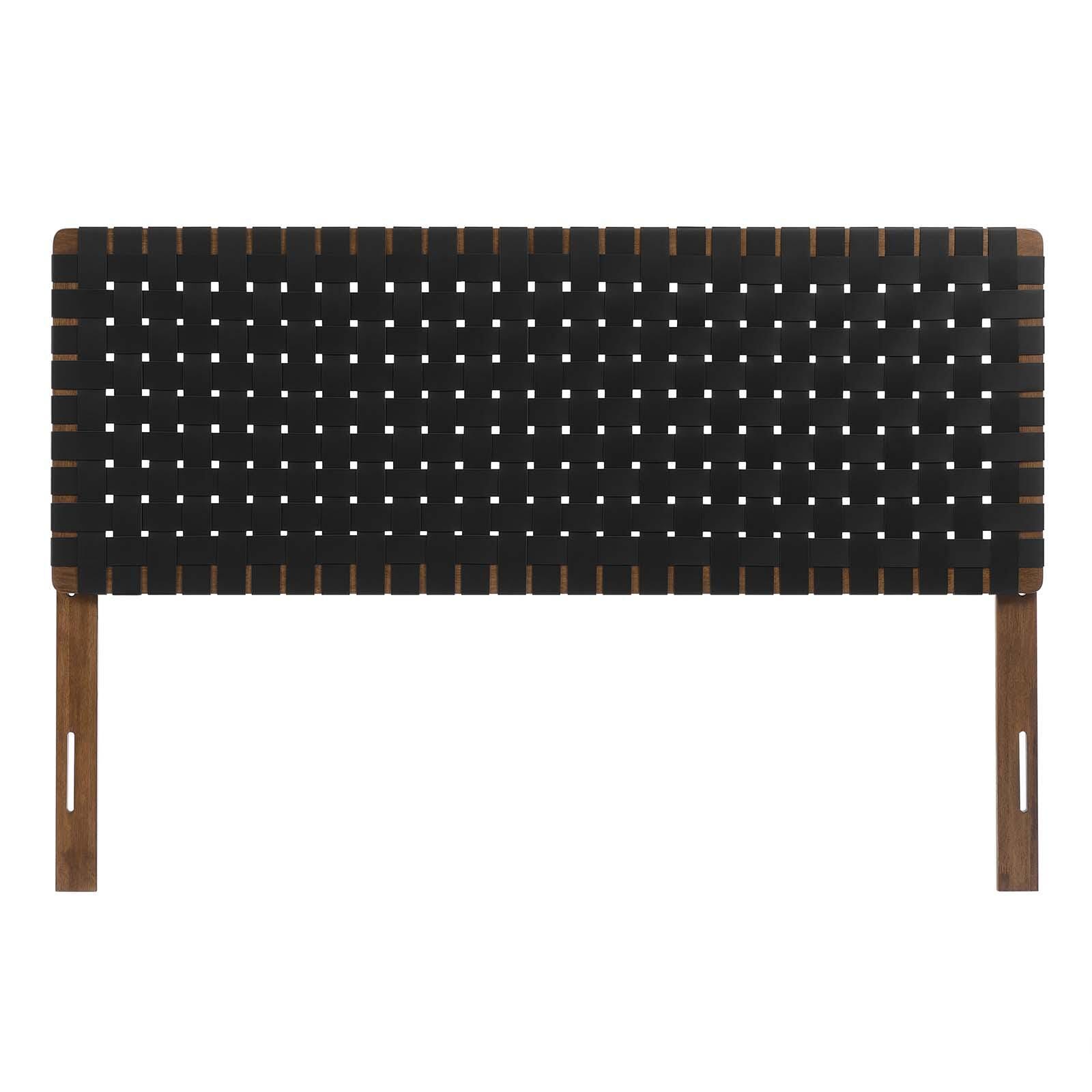 Sparta Weave Queen Vegan Leather Headboard, Walnut/Black, large
