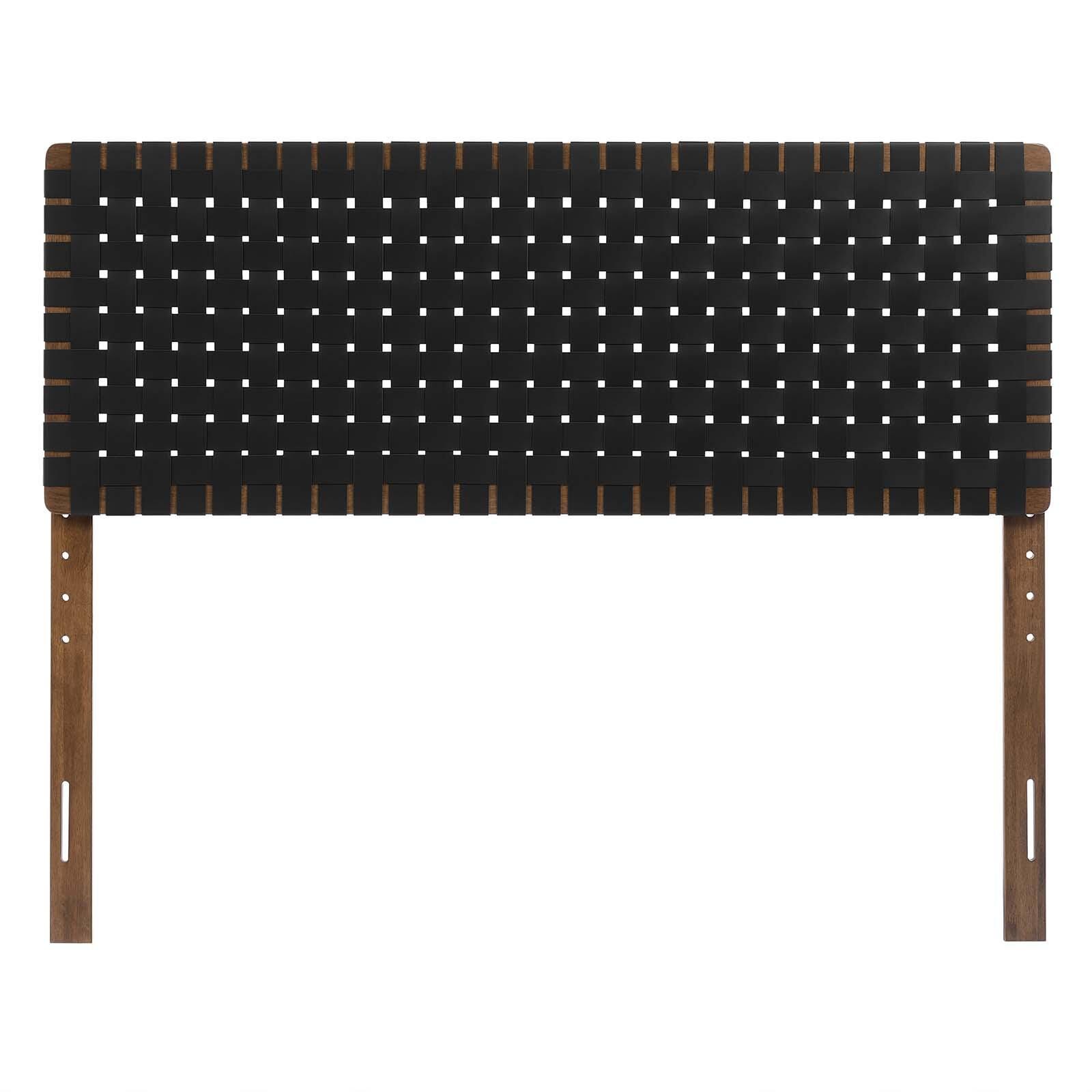 Sparta Weave Queen Vegan Leather Headboard, Walnut/Black, large
