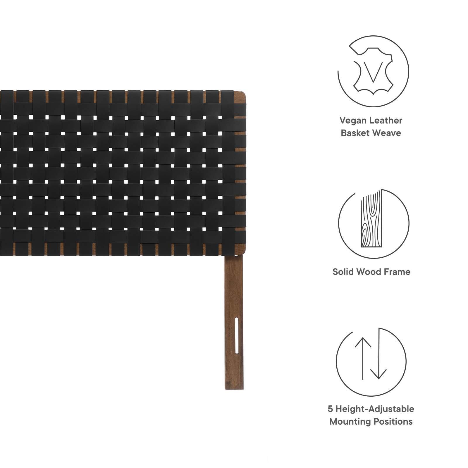 Sparta Weave Queen Vegan Leather Headboard, Walnut/Black, large