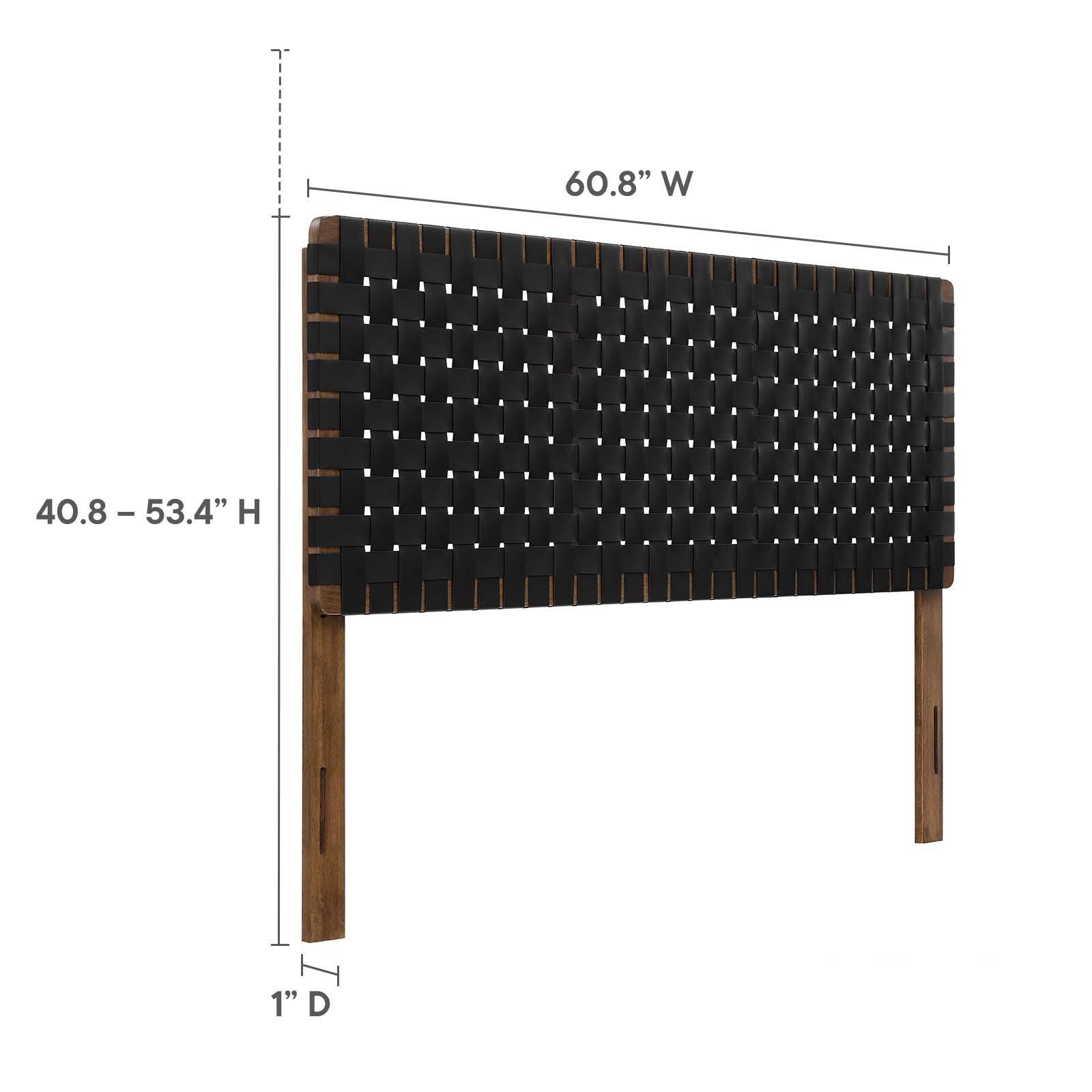 Sparta Weave Queen Vegan Leather Headboard, Walnut/Black, large