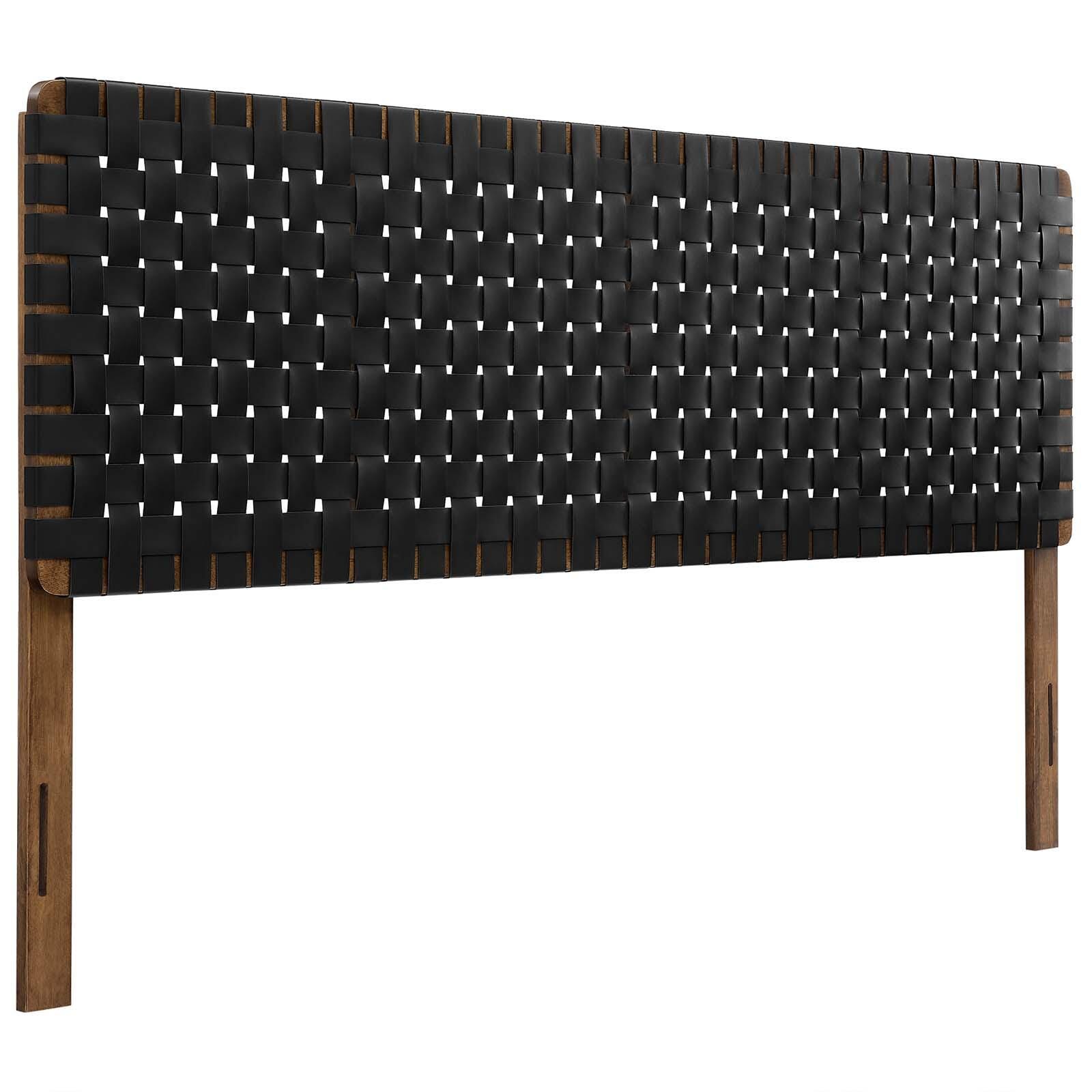 Sparta Weave King Vegan Leather Headboard, Walnut/Black, large