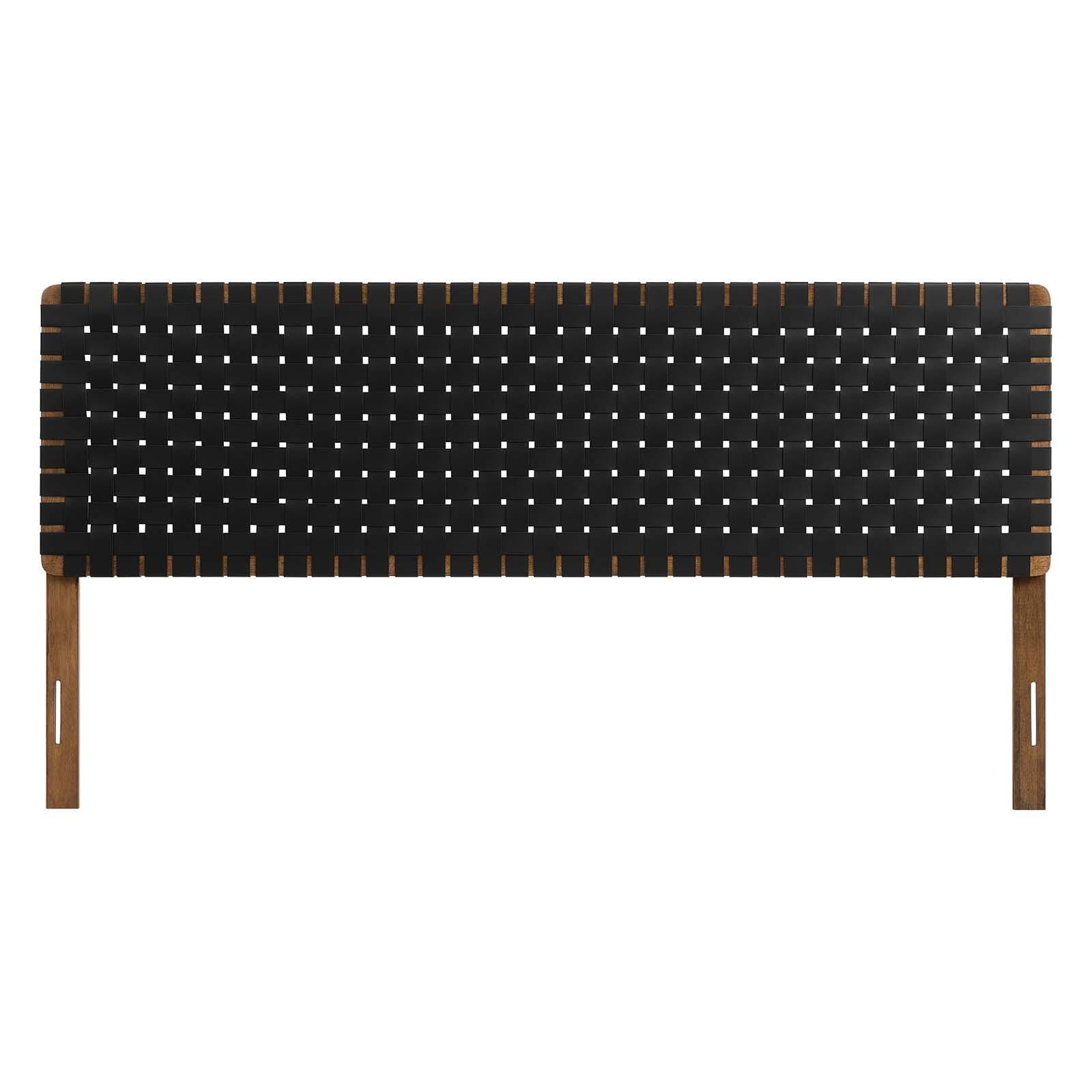Sparta Weave King Vegan Leather Headboard, Walnut/Black, large