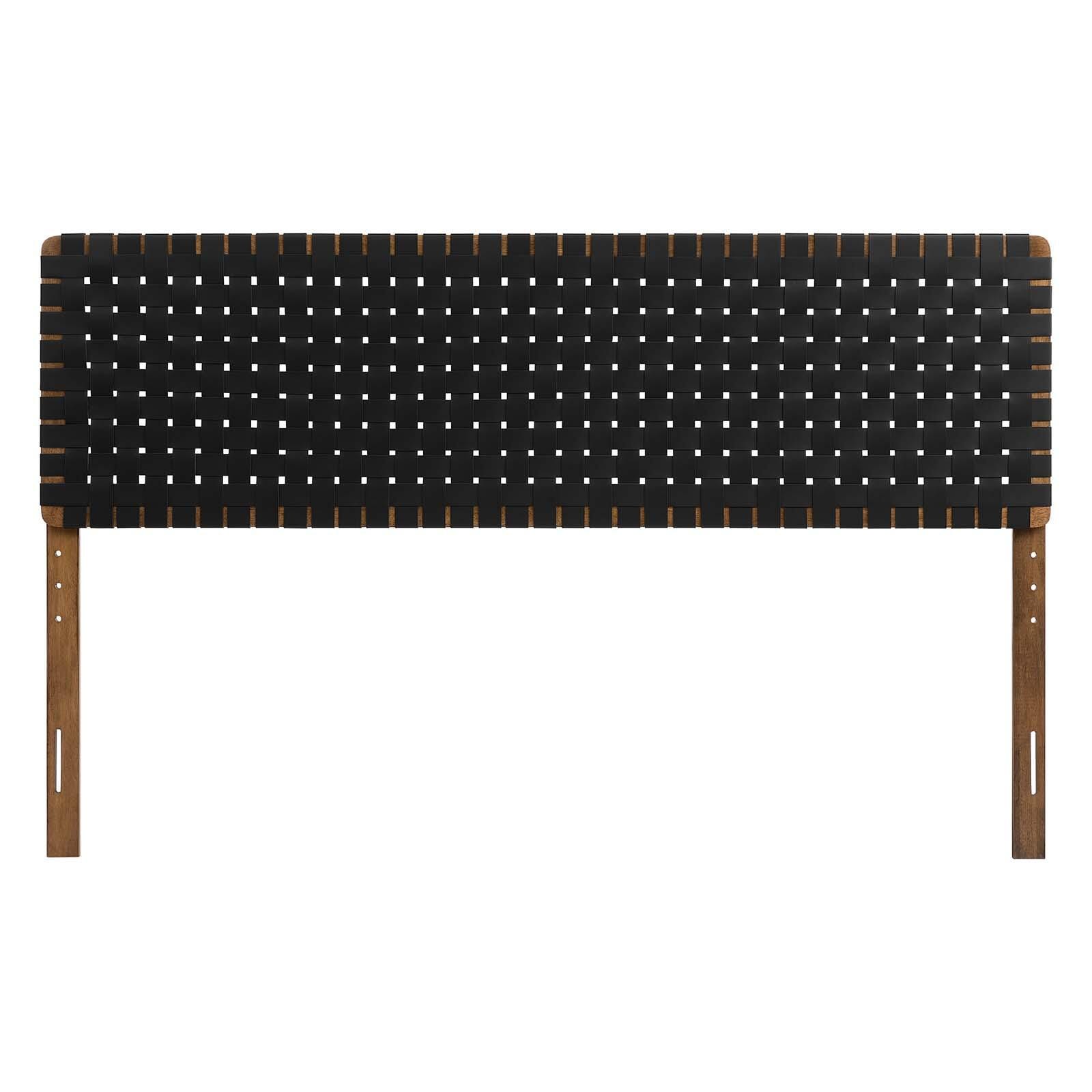 Sparta Weave King Vegan Leather Headboard, Walnut/Black, large