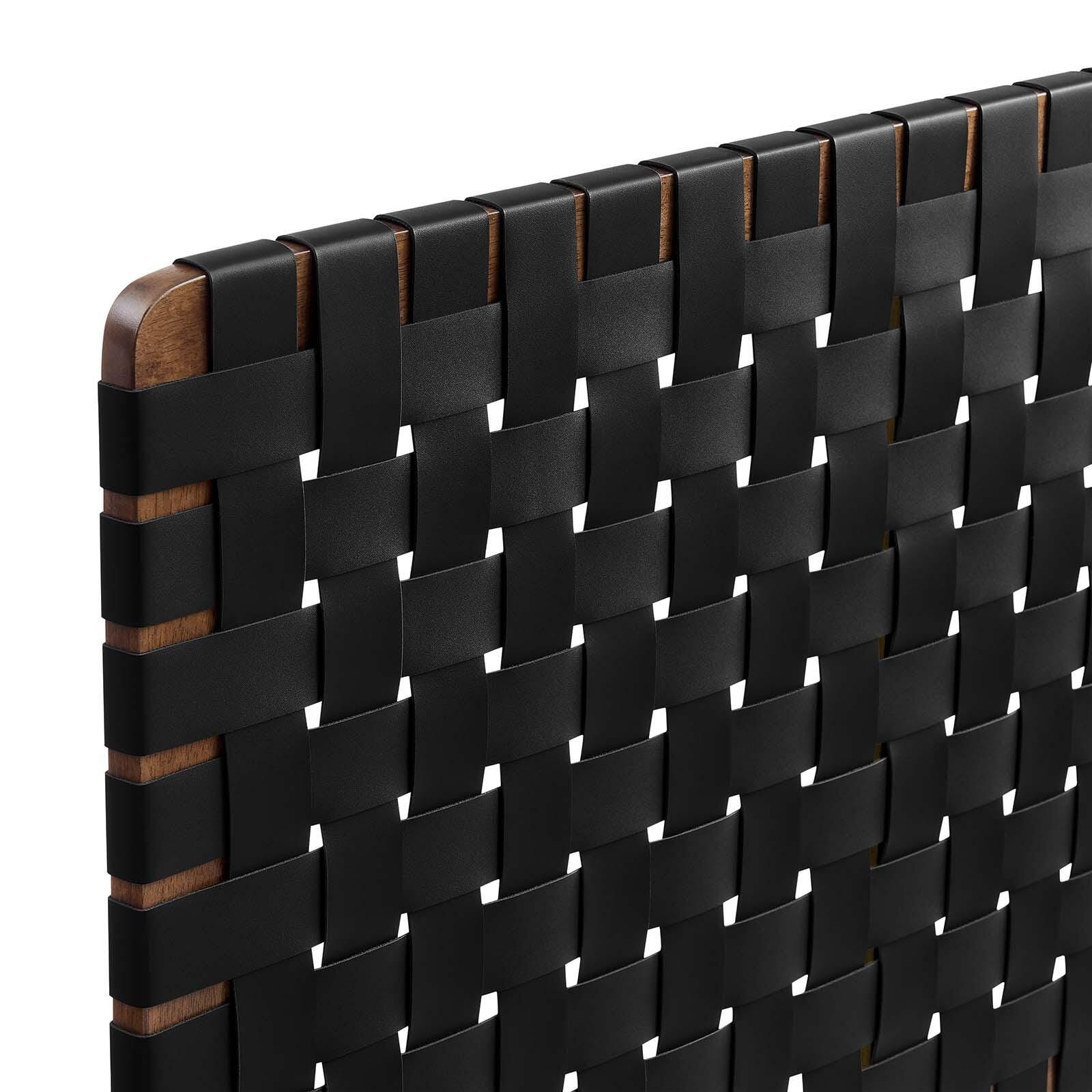 Sparta Weave King Vegan Leather Headboard, Walnut/Black, large