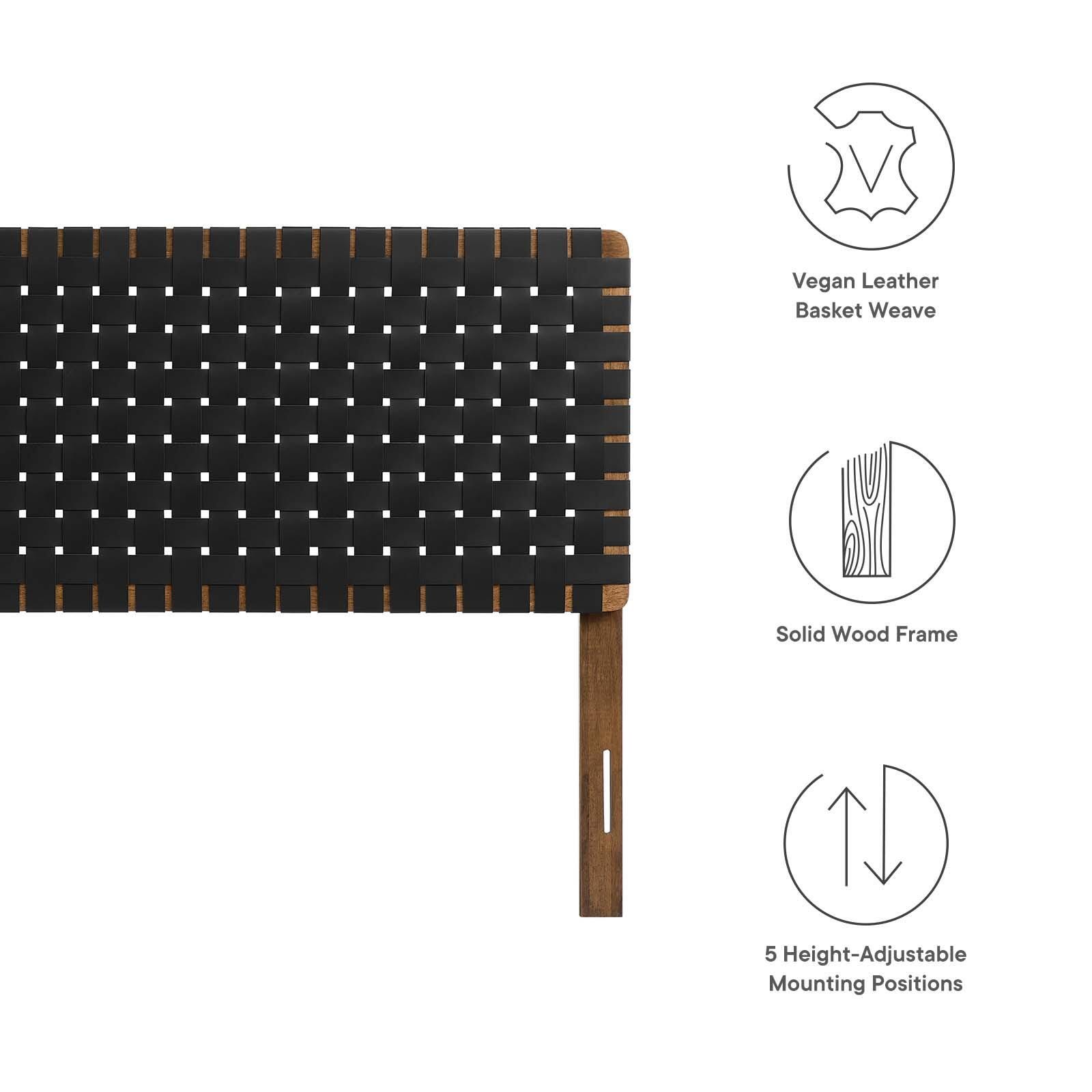 Sparta Weave King Vegan Leather Headboard, Walnut/Black, large