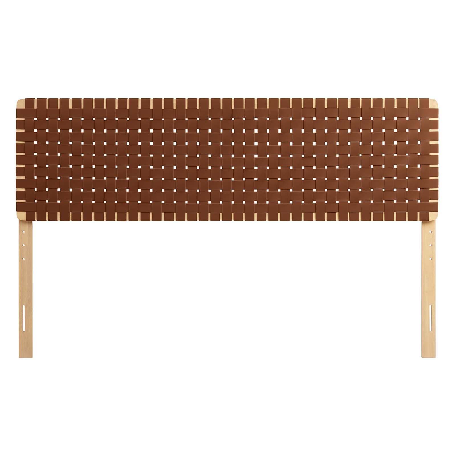 Sparta Weave King Vegan Leather Headboard, Natural/Brown, large