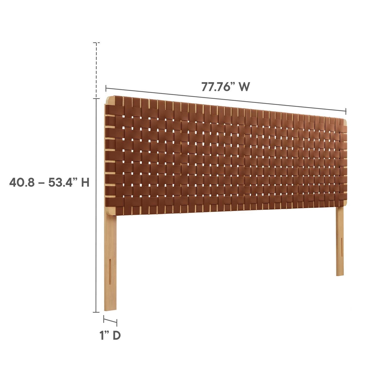 Sparta Weave King Vegan Leather Headboard, Natural/Brown, large
