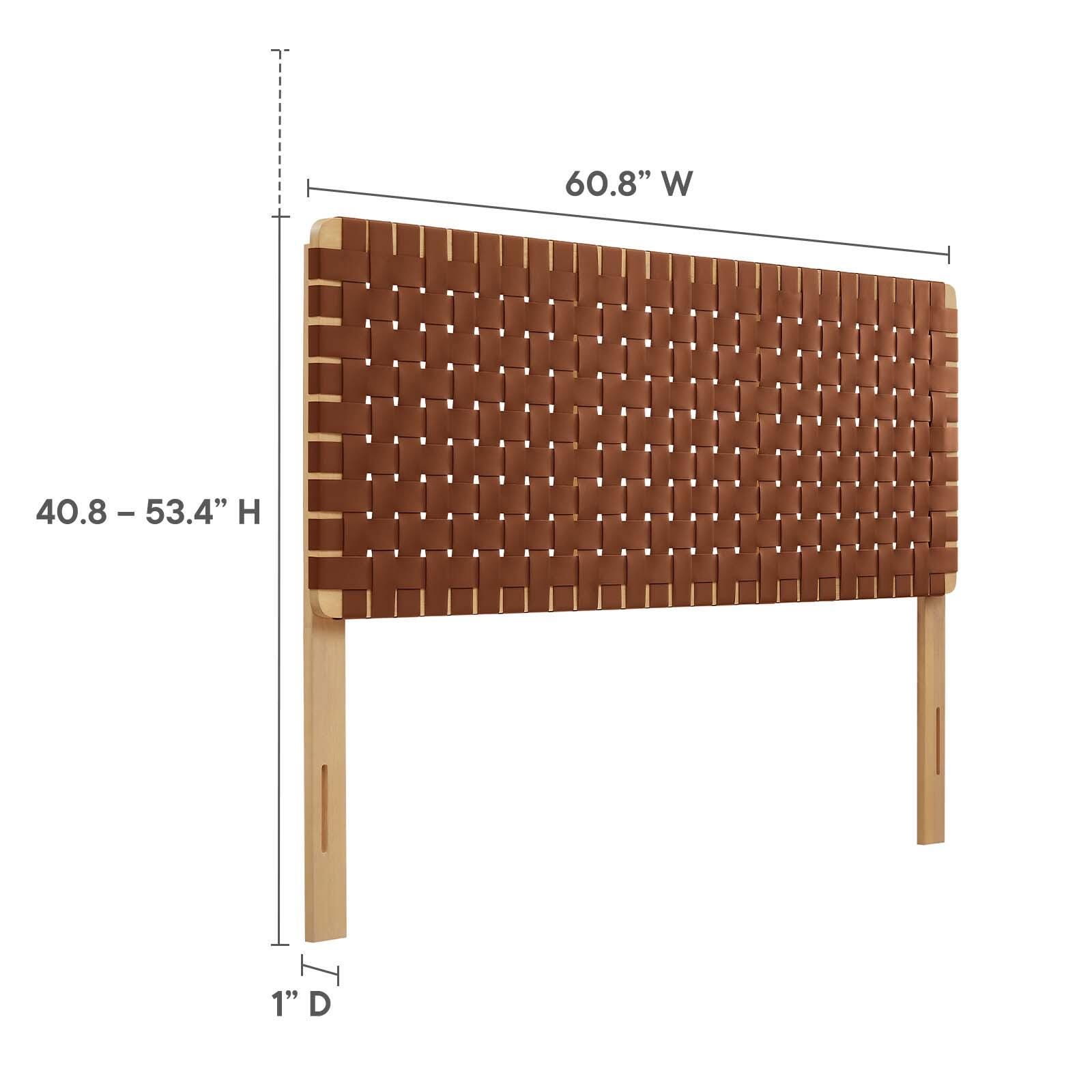 Sparta Weave Queen Vegan Leather Headboard, Natural/Brown, large