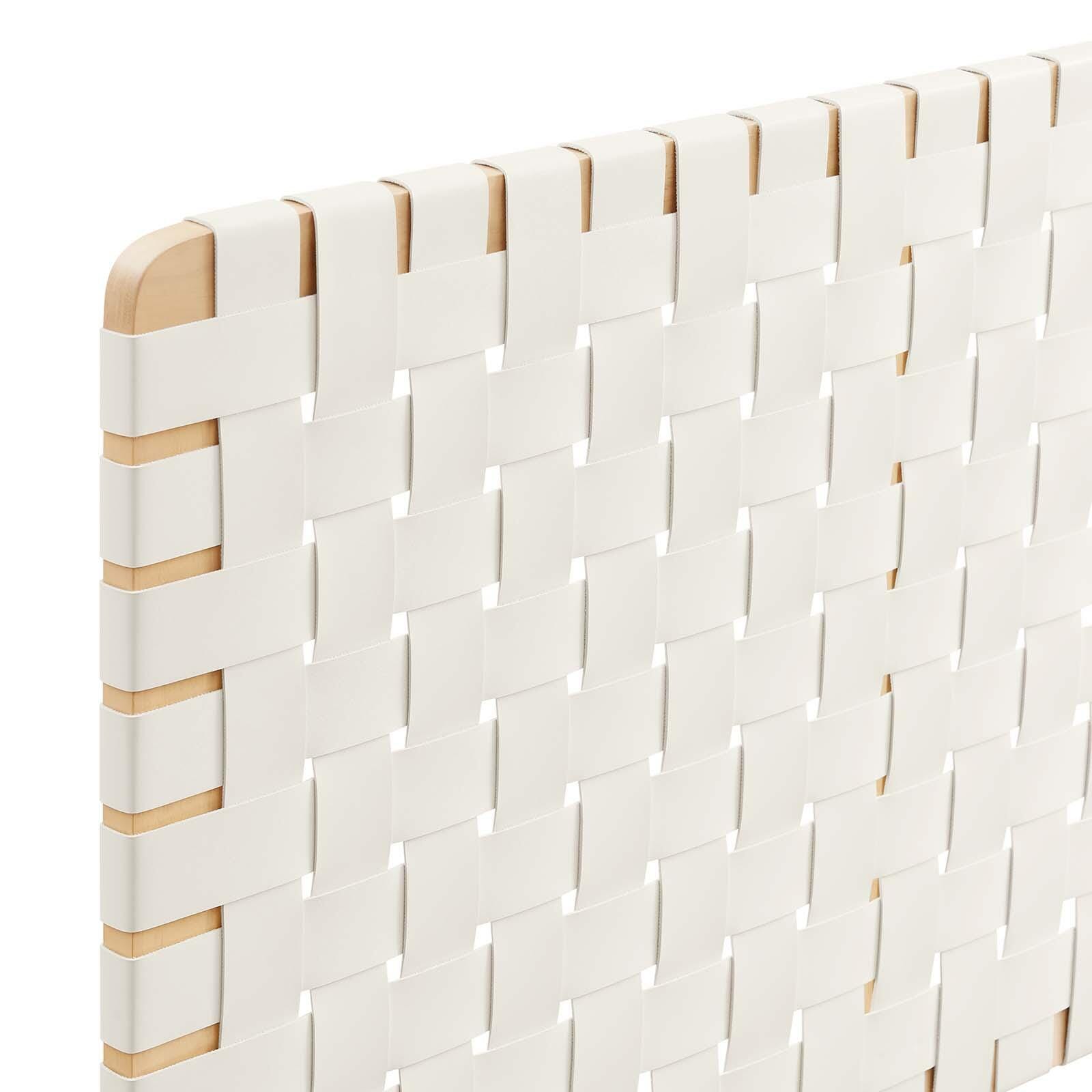 Sparta Weave Wall-Mount King Vegan Leather Headboard, Natural/Beige, large