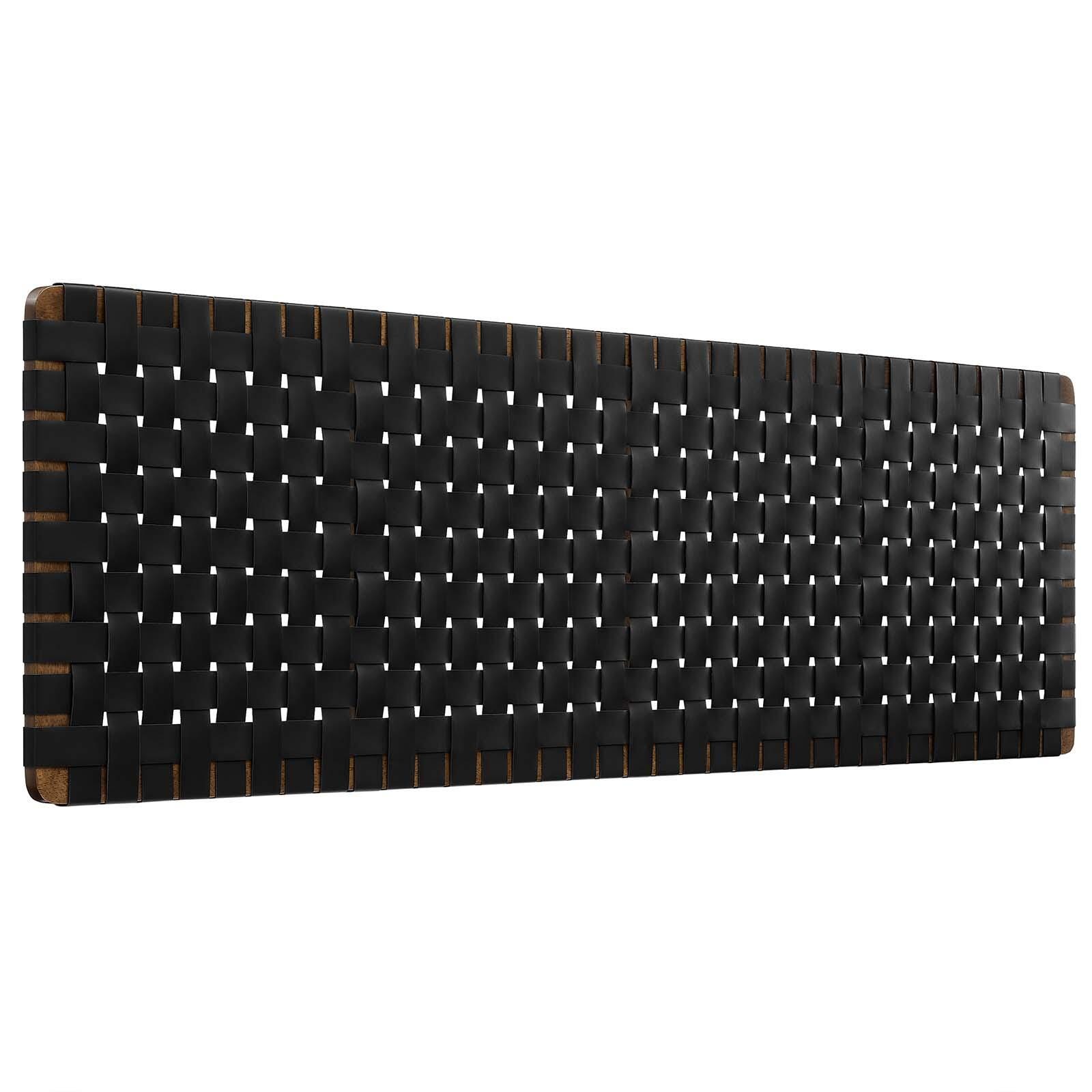 Sparta Weave Wall-Mount King Vegan Leather Headboard, Walnut/Black, large