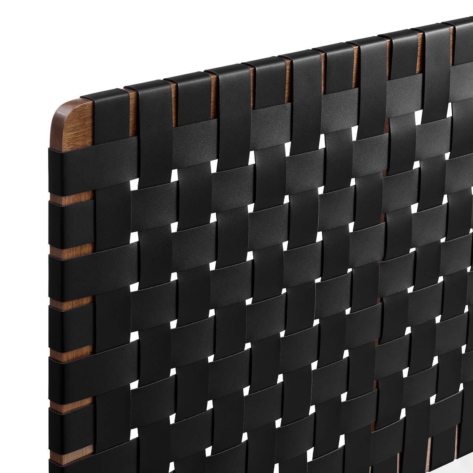 Sparta Weave Wall-Mount King Vegan Leather Headboard, Walnut/Black, large