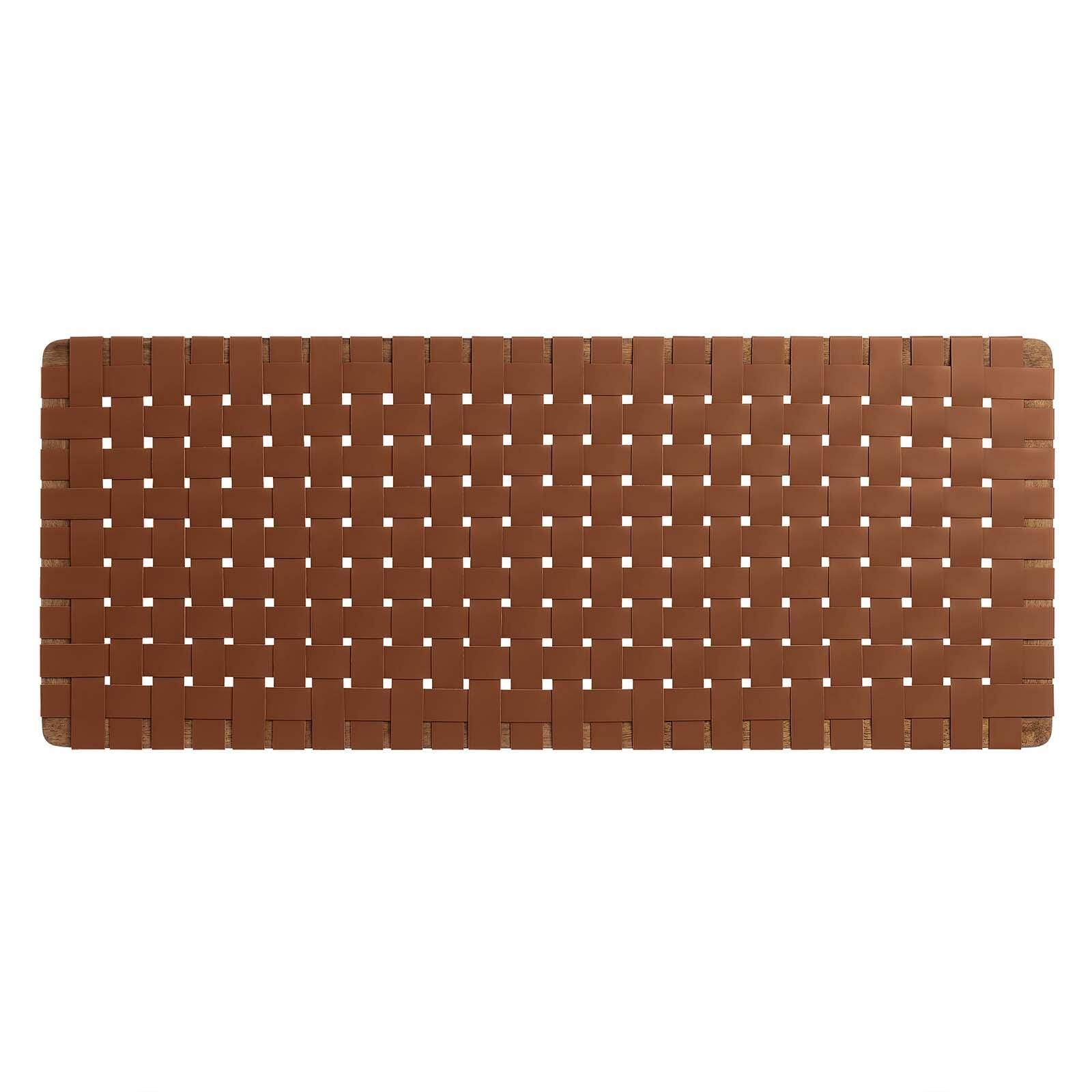 Sparta Weave Wall-Mount Full Vegan Leather Headboard, Walnut/Brown, large
