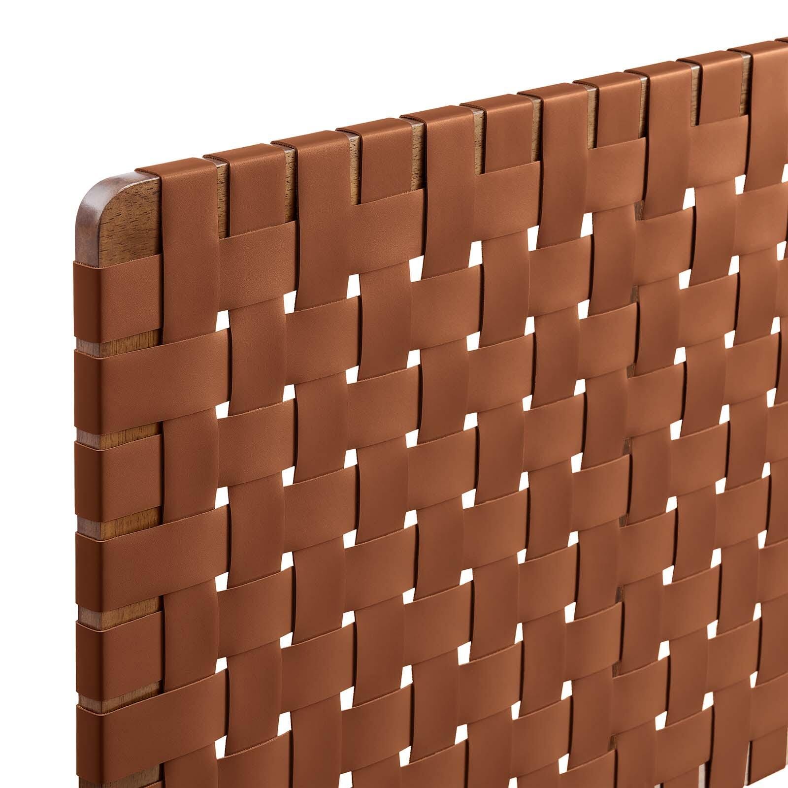 Sparta Weave Wall-Mount Full Vegan Leather Headboard, Walnut/Brown, large
