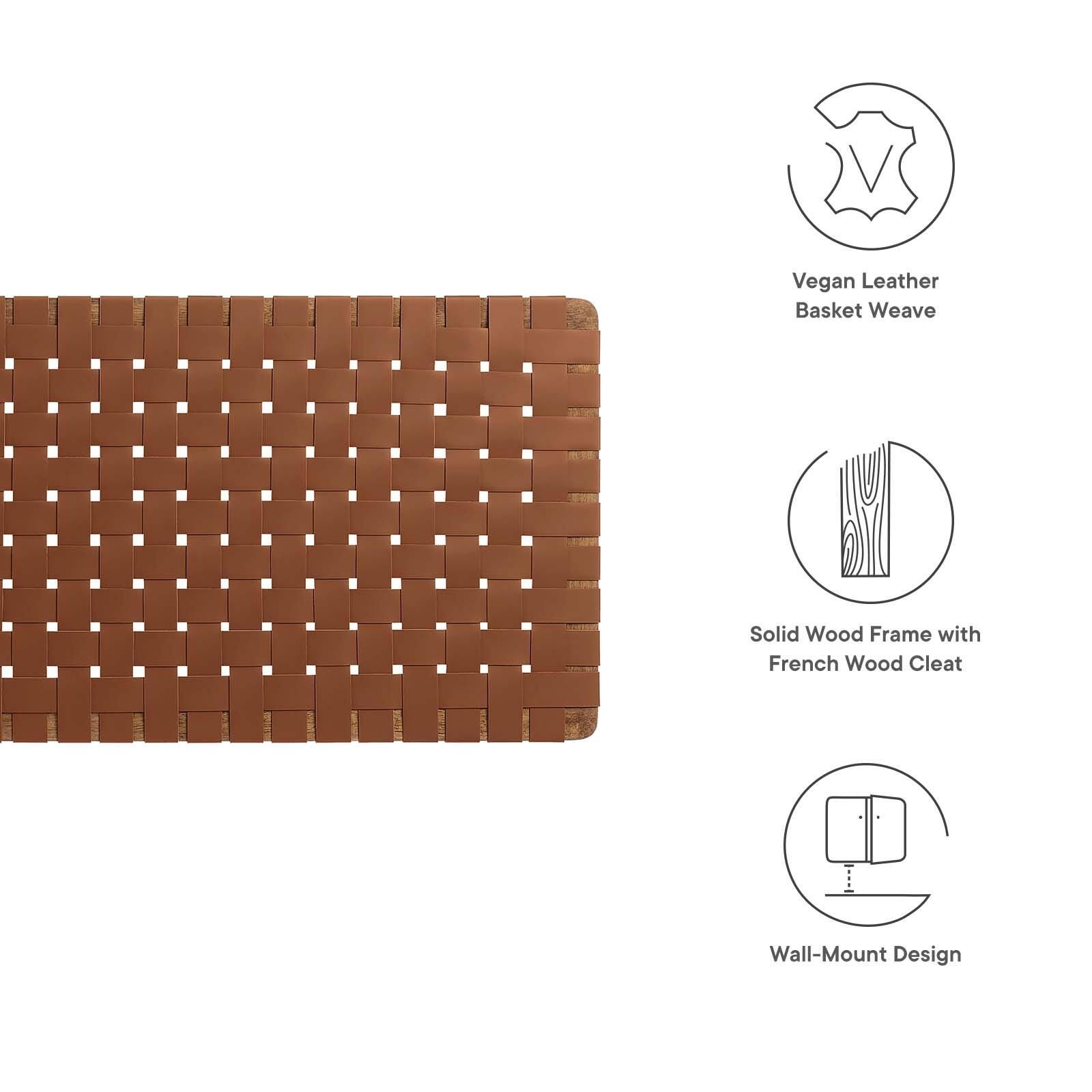 Sparta Weave Wall-Mount Full Vegan Leather Headboard, Walnut/Brown, large