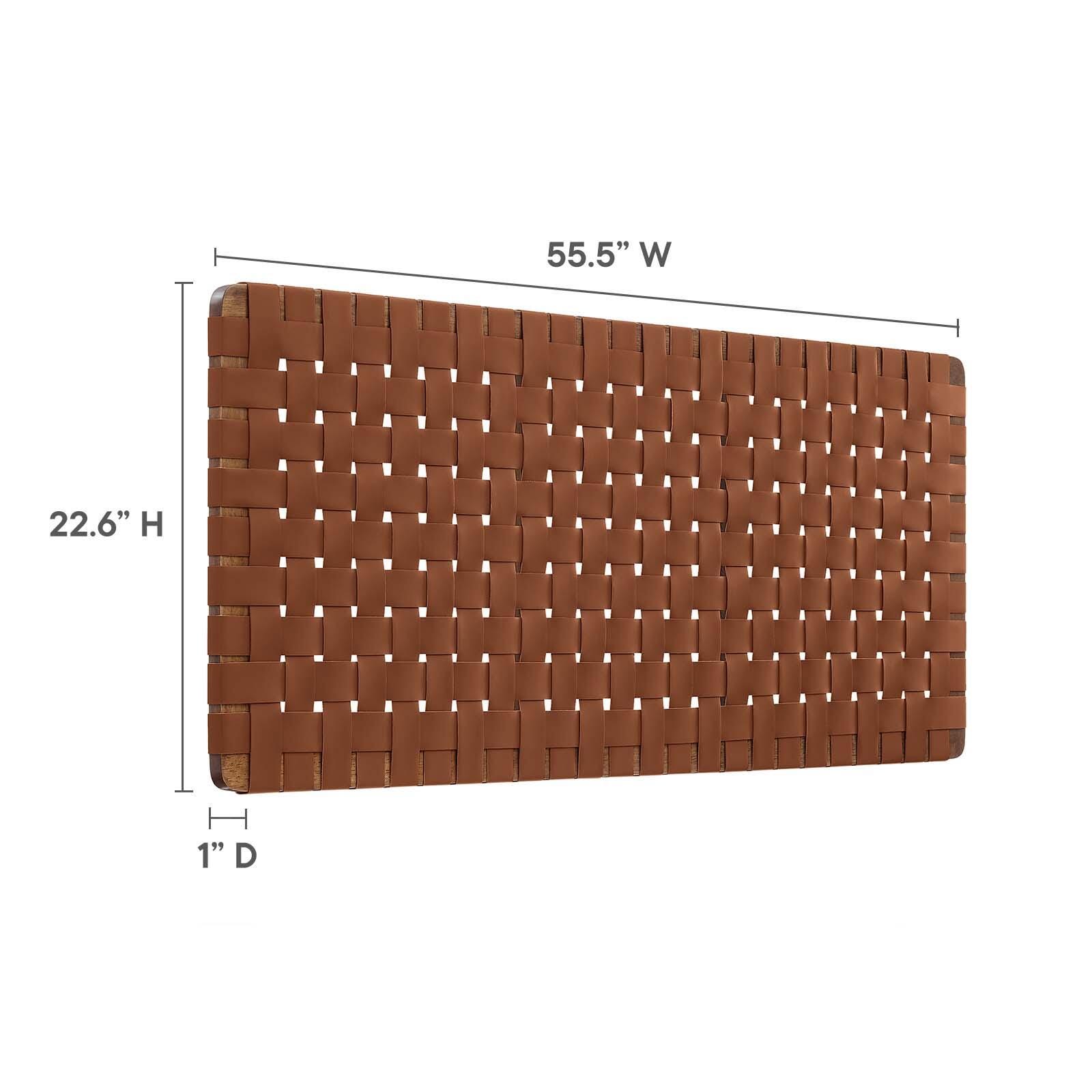 Sparta Weave Wall-Mount Full Vegan Leather Headboard, Walnut/Brown, large