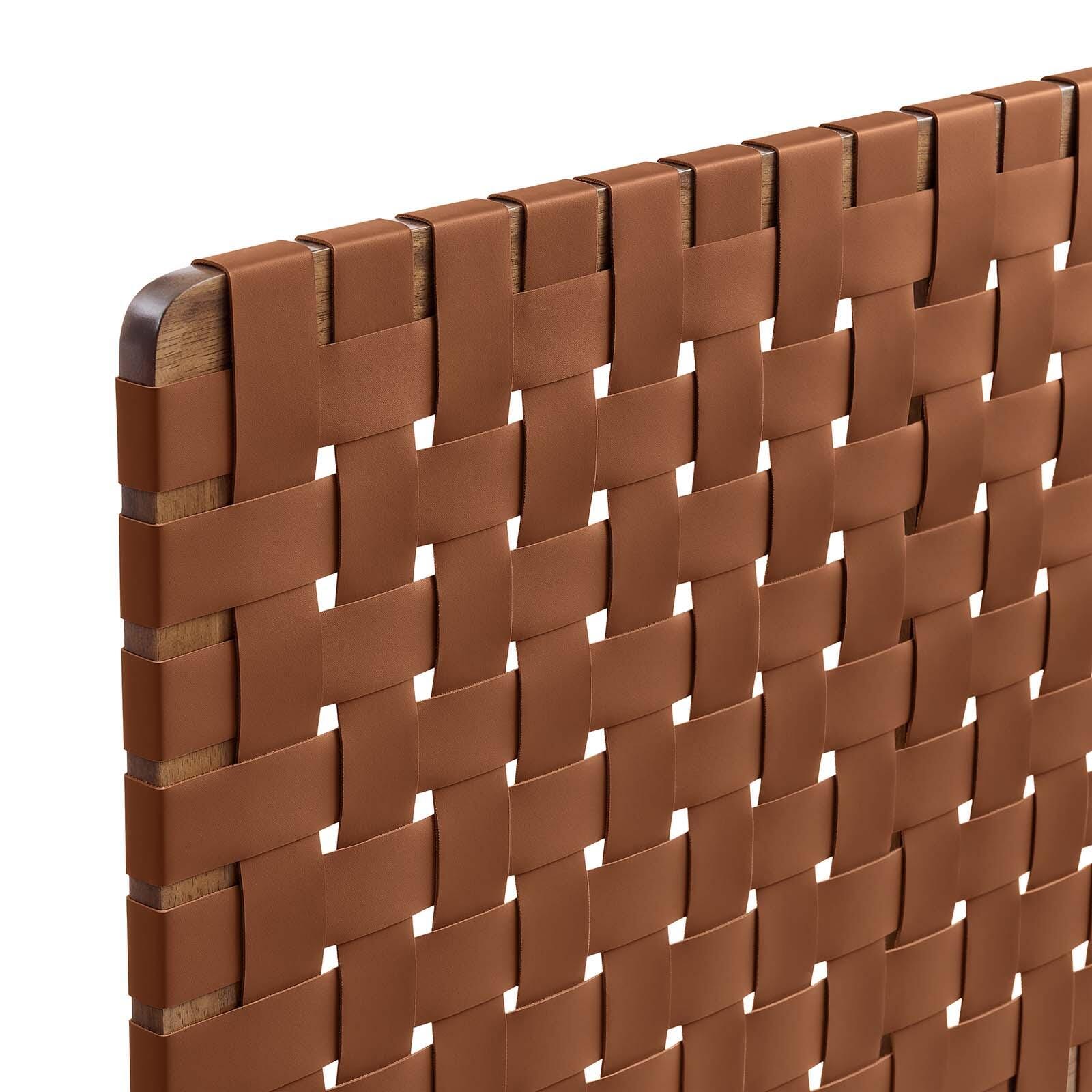 Sparta Weave Full Vegan Leather Headboard, Walnut/Brown, large