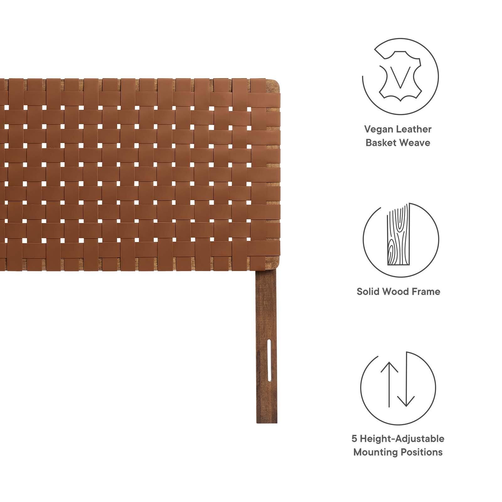 Sparta Weave Full Vegan Leather Headboard, Walnut/Brown, large