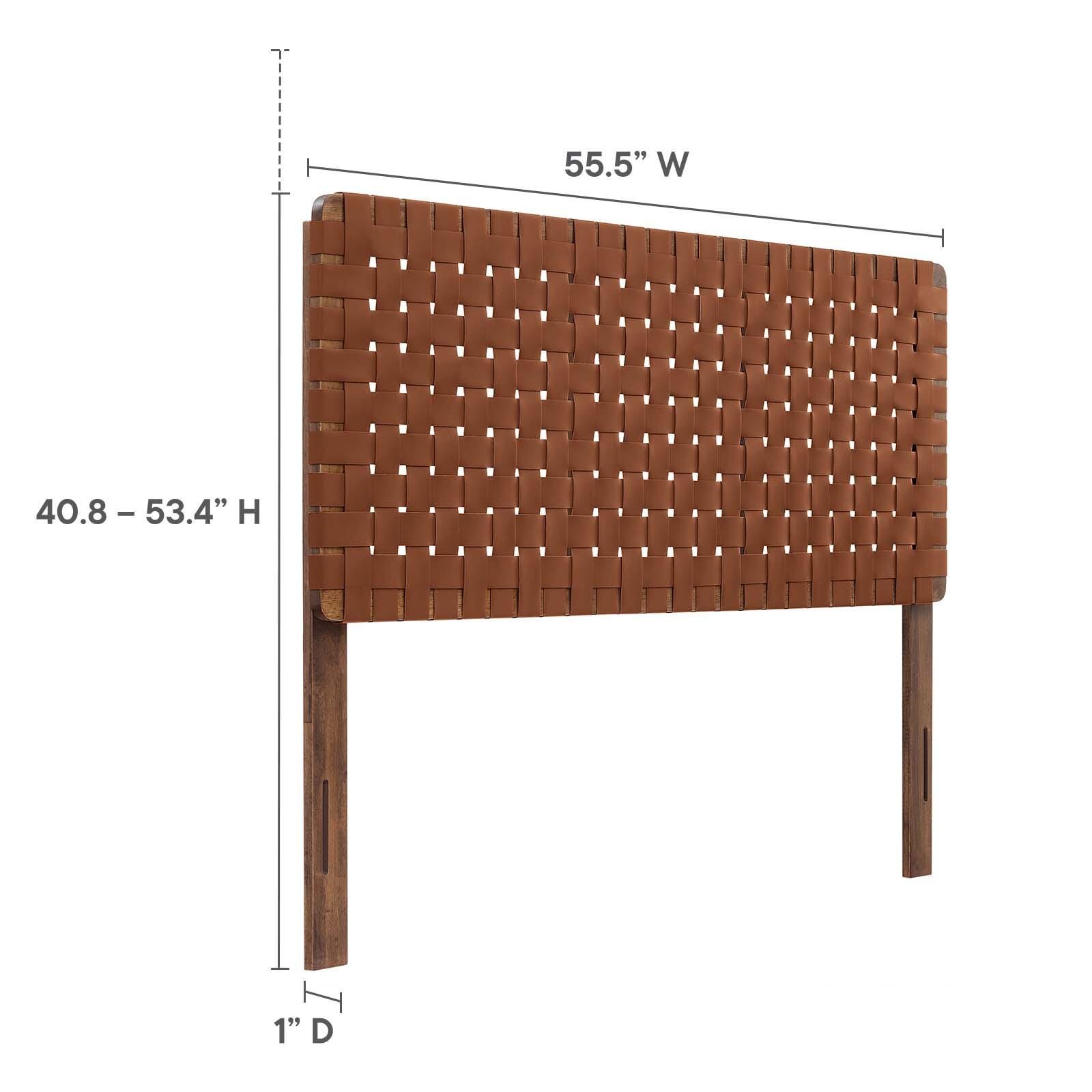 Sparta Weave Full Vegan Leather Headboard, Walnut/Brown, large