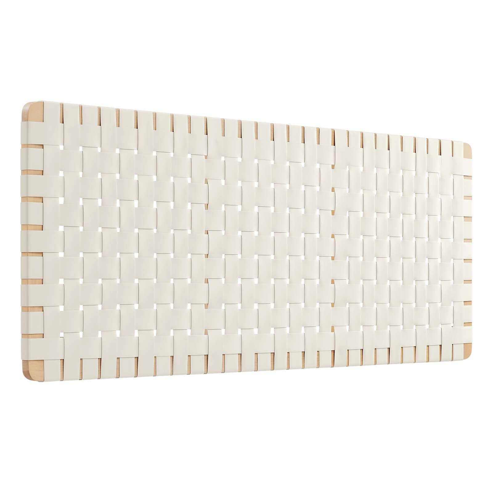 Sparta Weave Wall-Mount Queen Vegan Leather Headboard, Natural/Beige, large