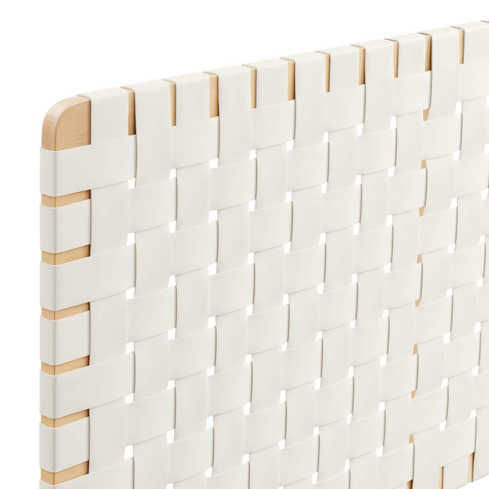 Sparta Weave Wall-Mount Queen Vegan Leather Headboard, Natural/Beige, large